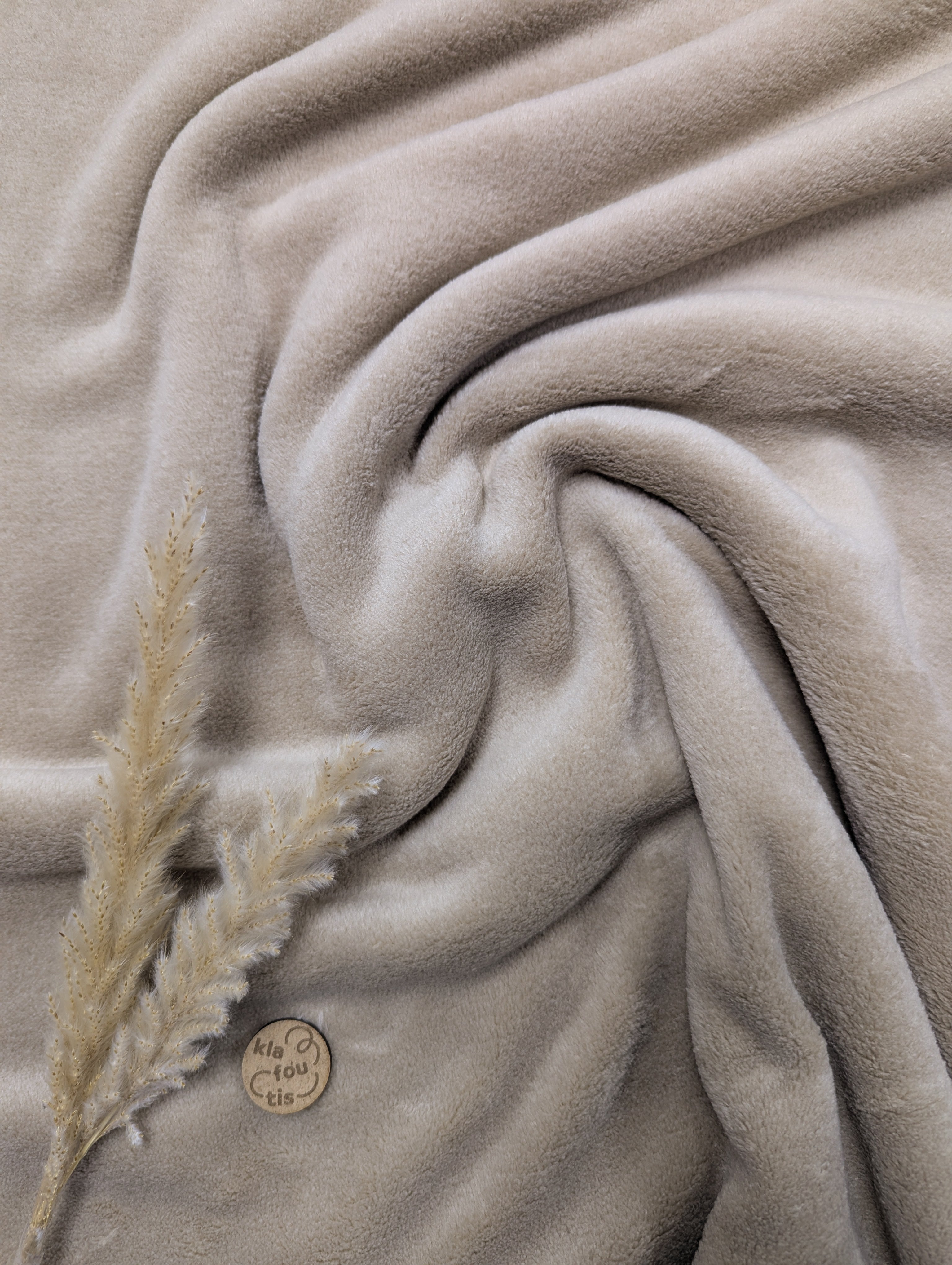 Tissu doudou double face - beige