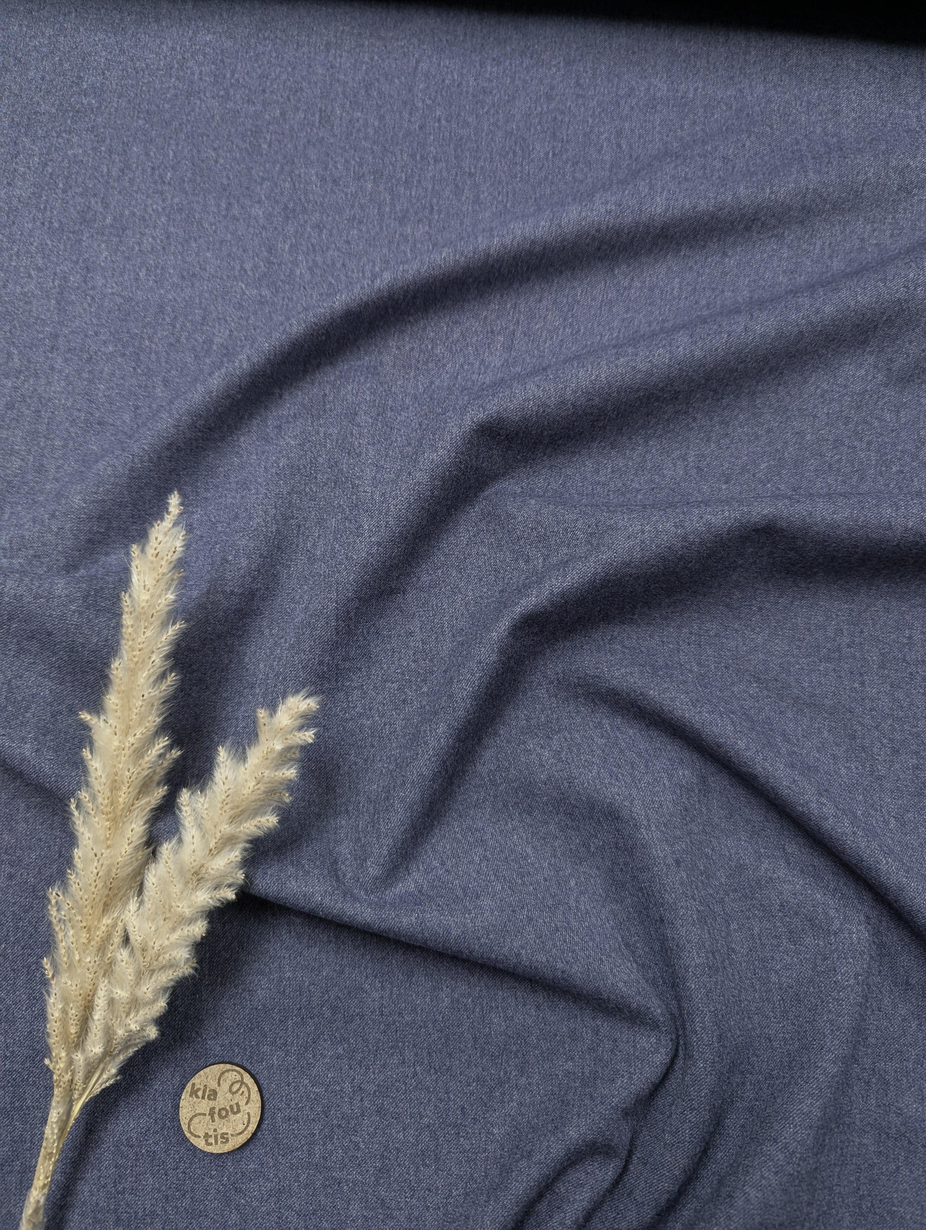 Gabardine de viscose stretch - Bleu gris chiné