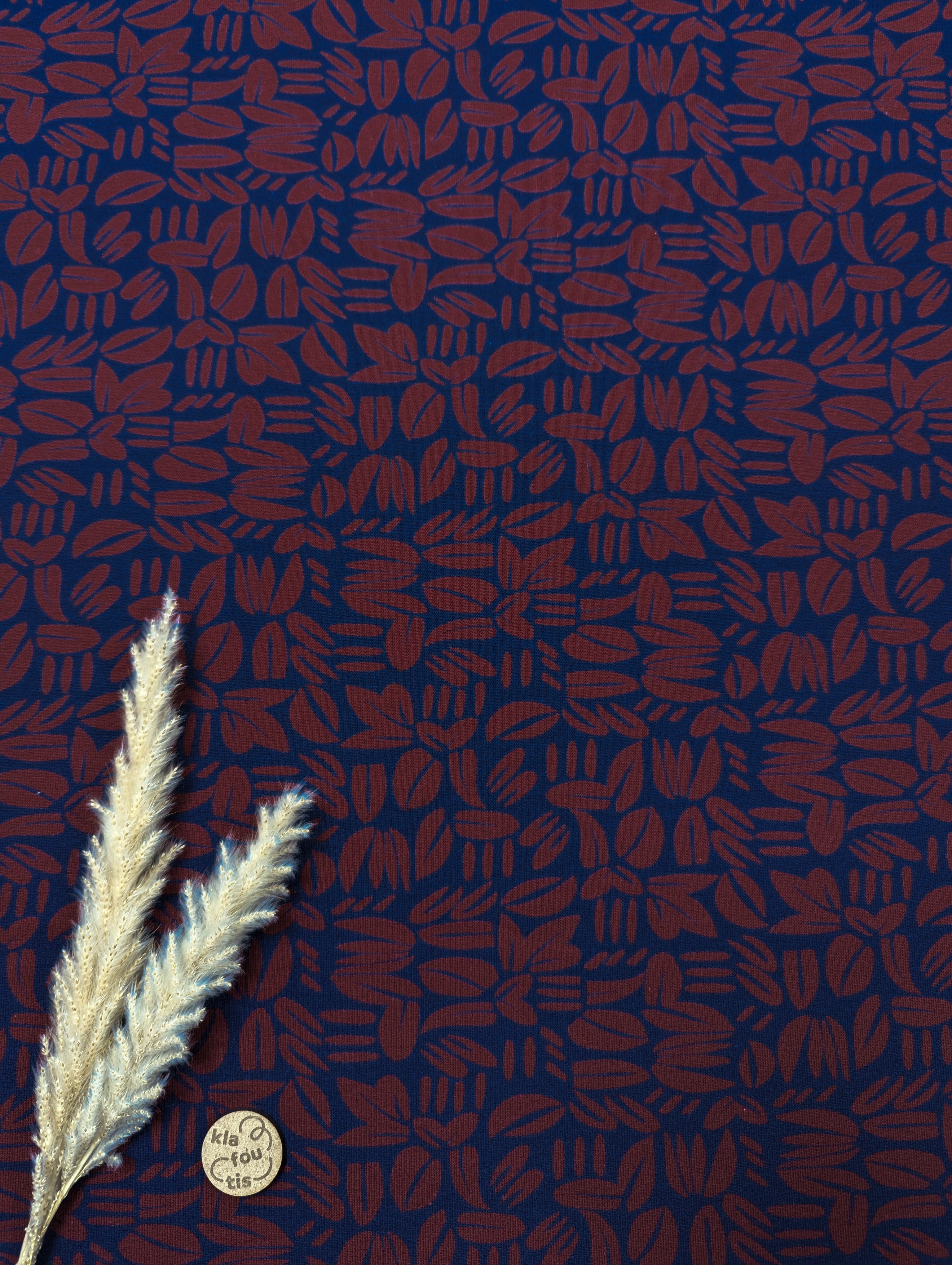 French Terry bleu et bordeaux - bicolore