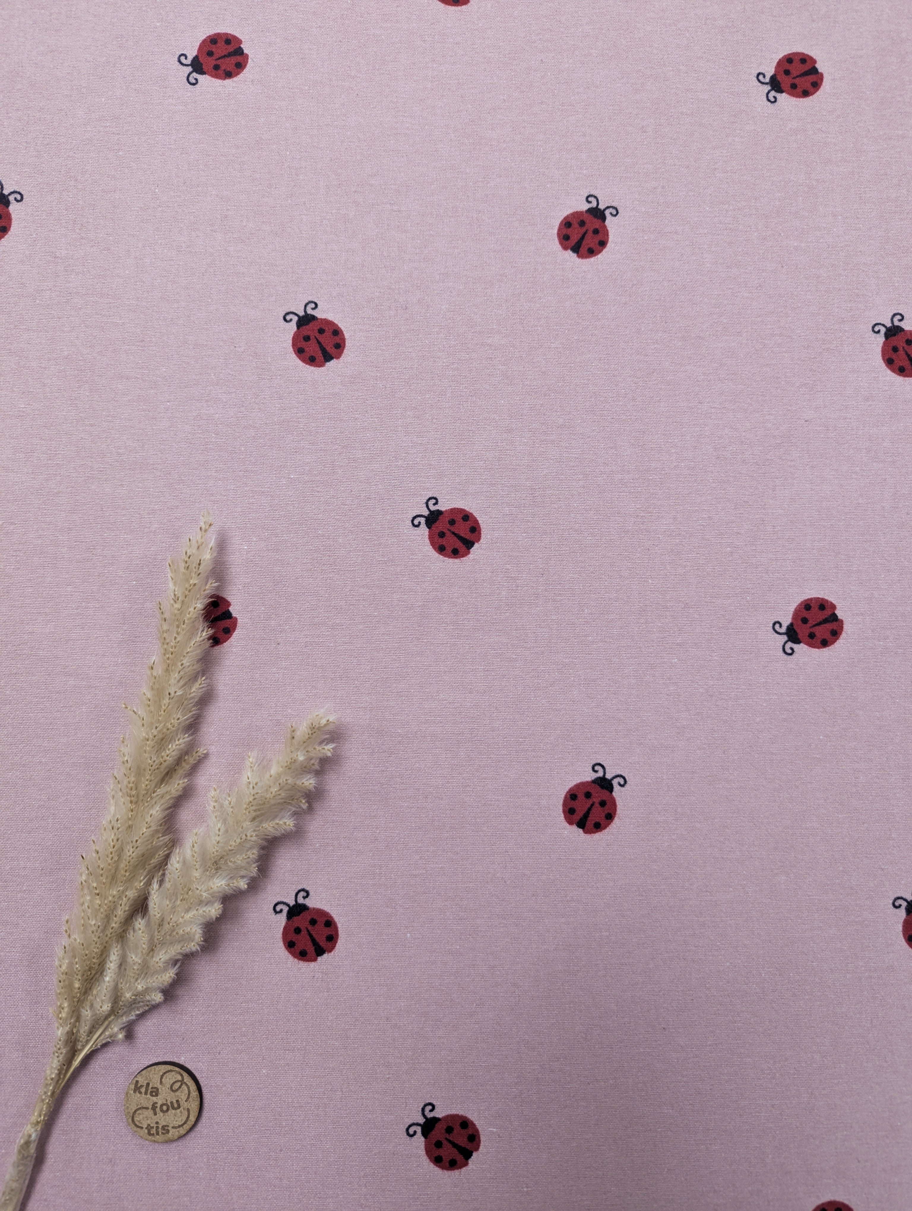Flanelle de coton rose - coccinelles