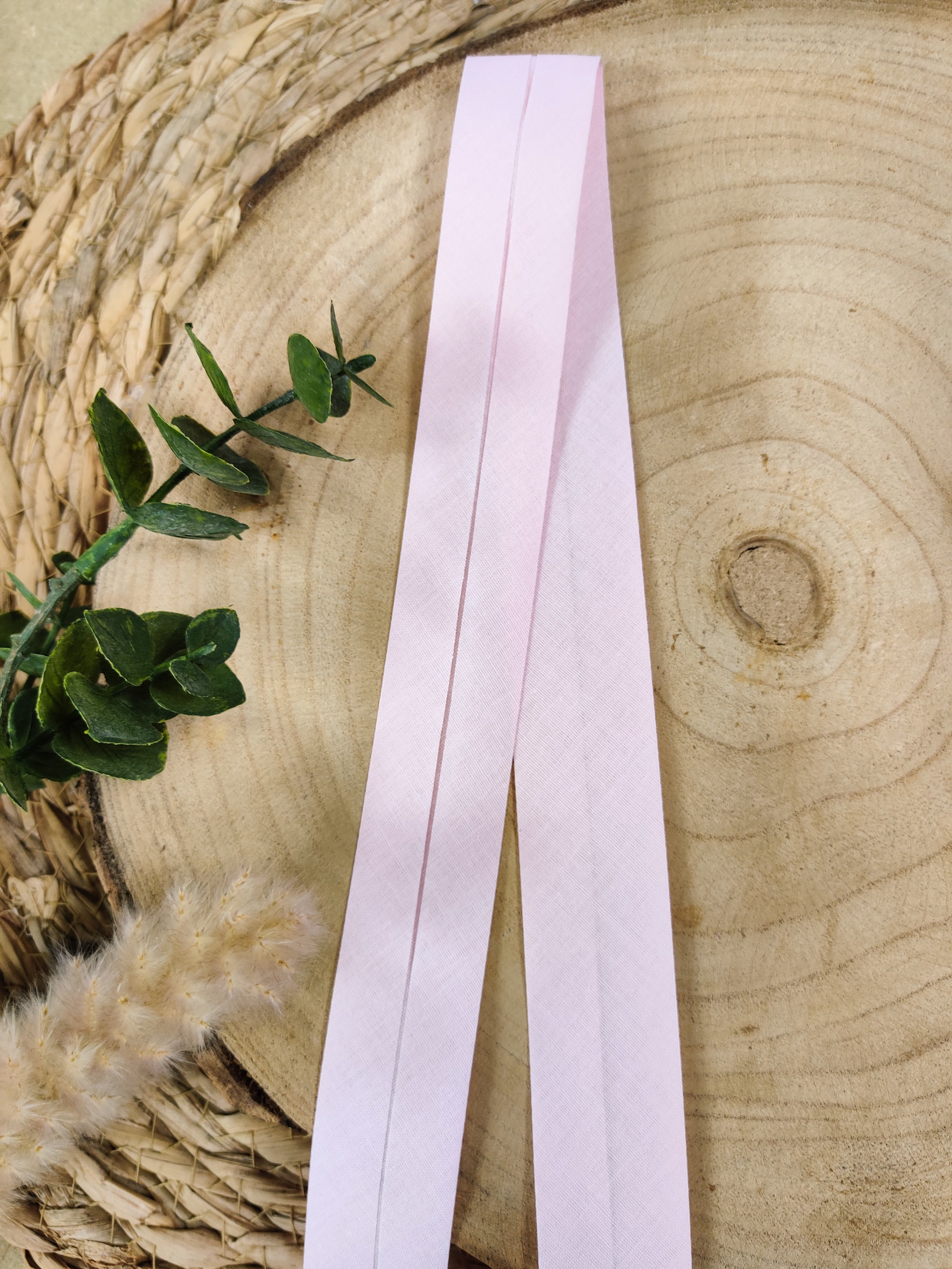 Biais pré-plié 27 mm - Rose clair