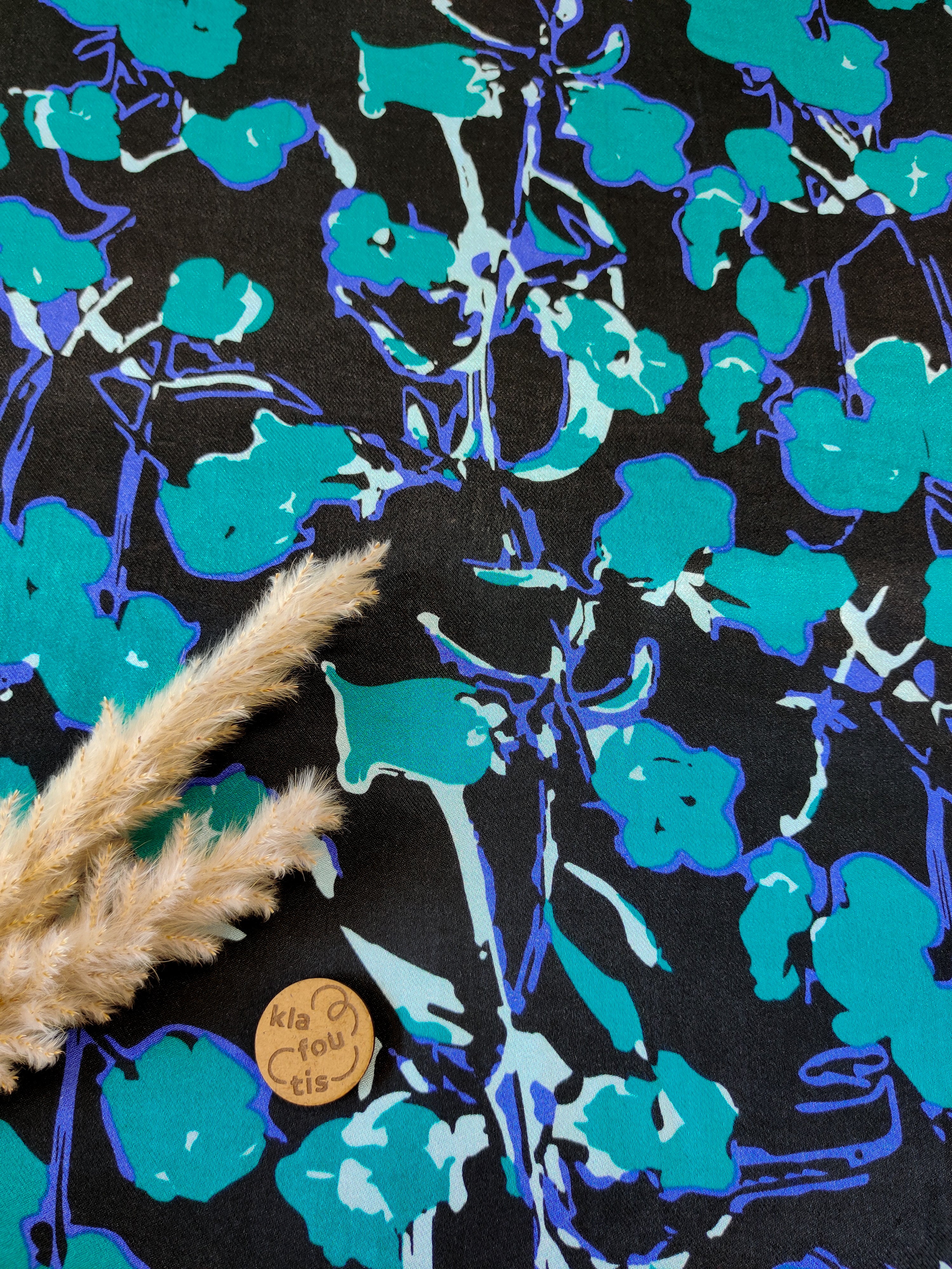 Satin de viscose pétrole - Brindilles d’ombre