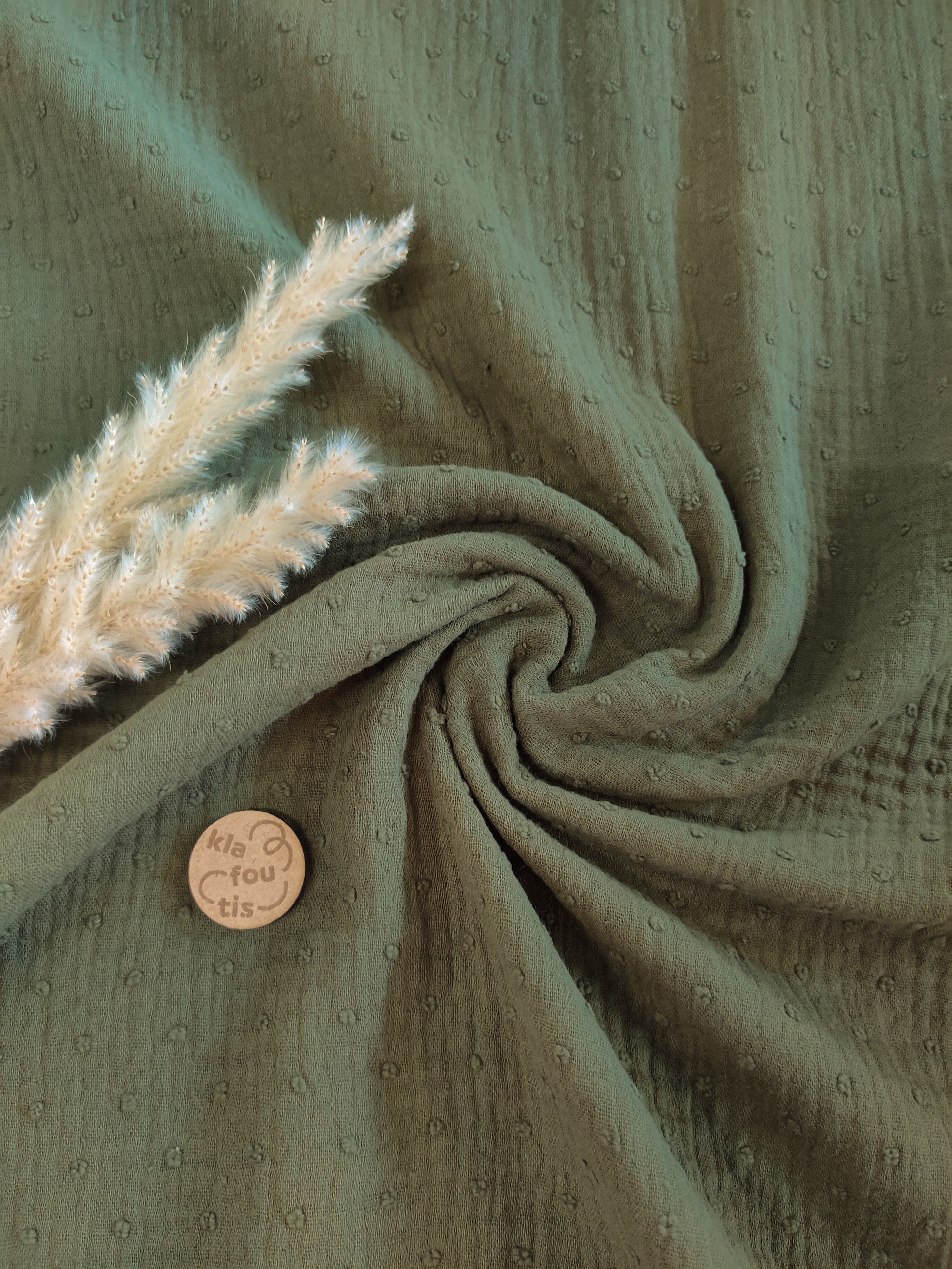 Double gaze à pois - Vert Forêt