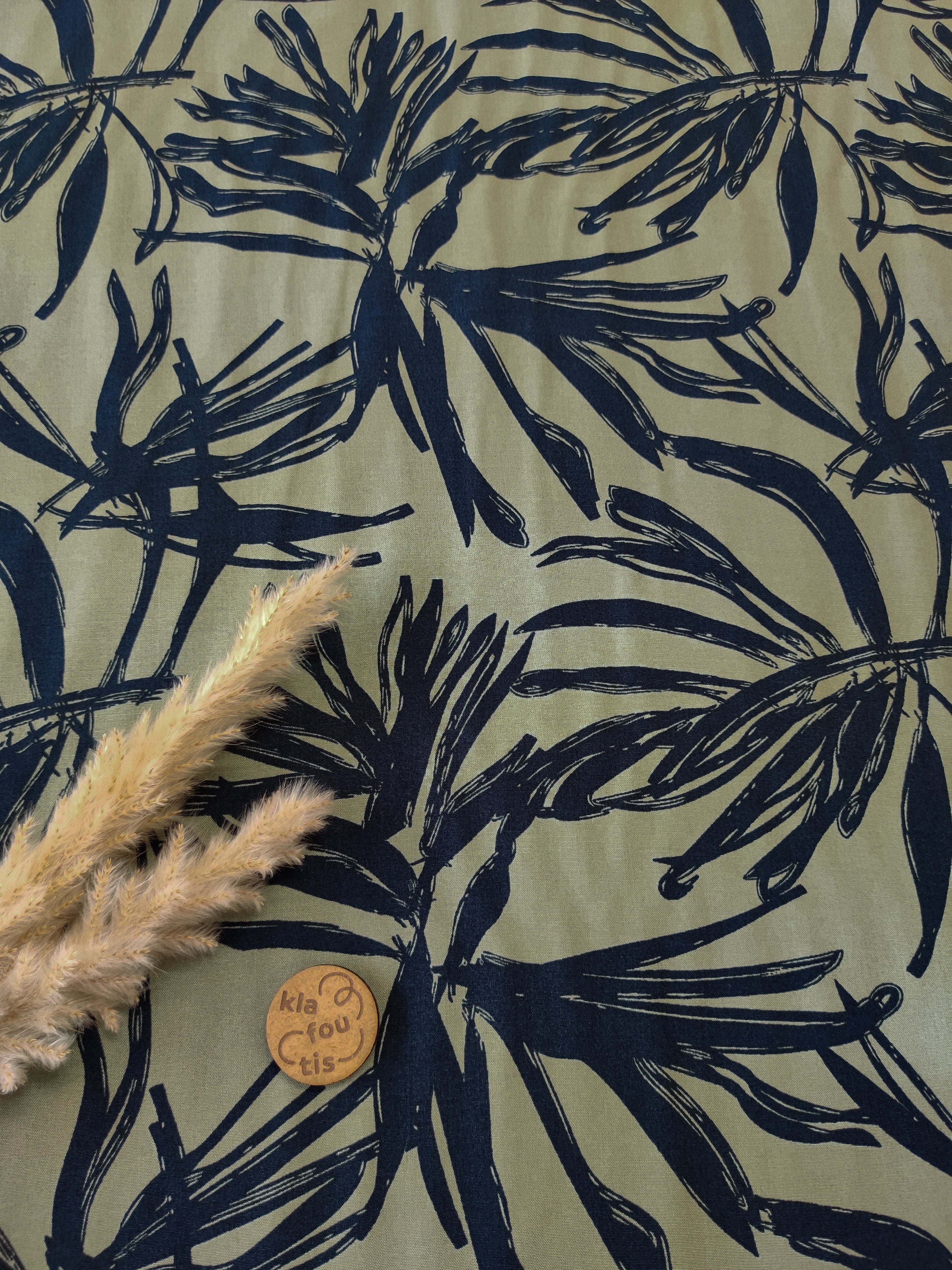 Popeline de viscose kaki - Sillage tropical