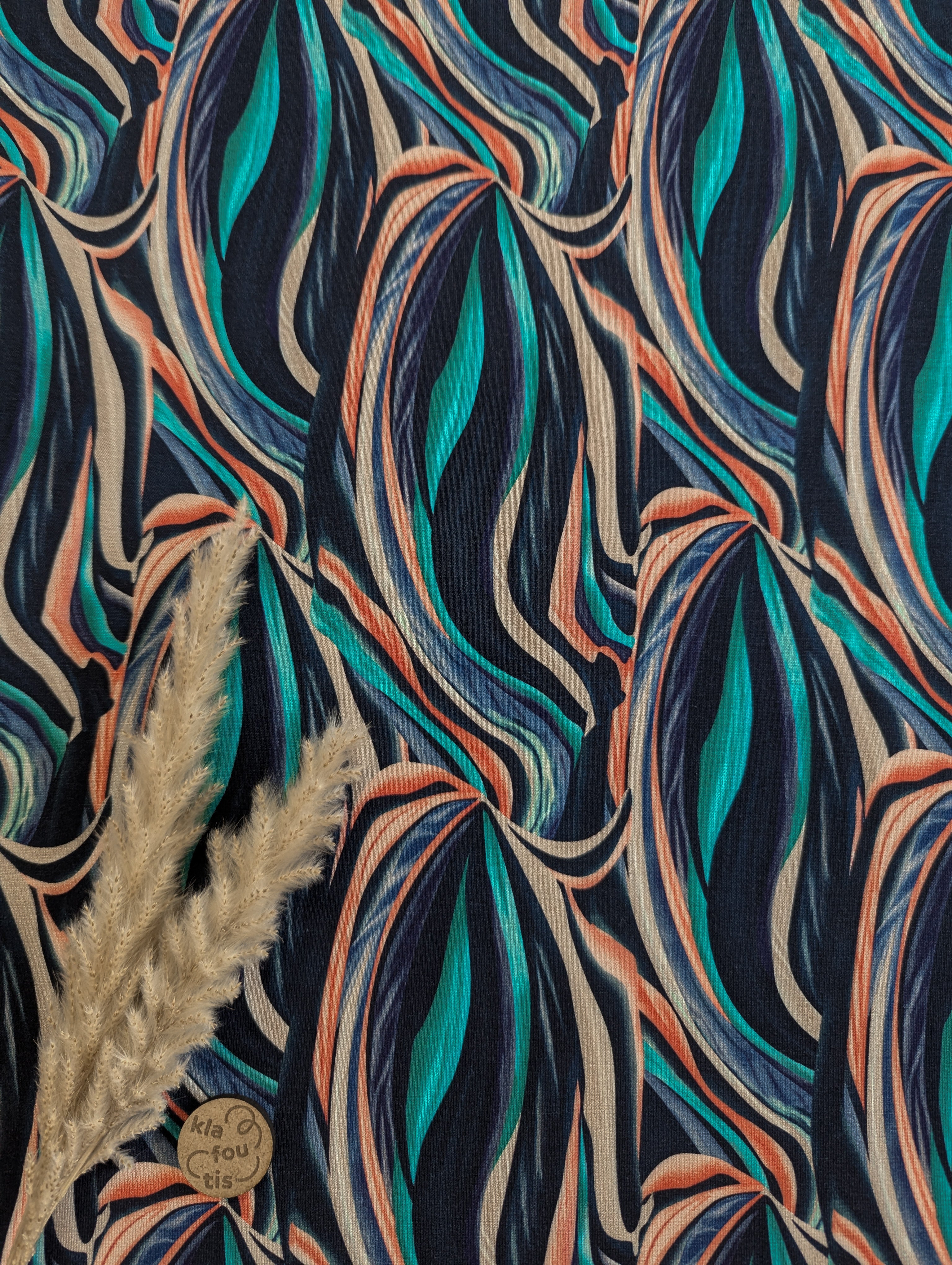 Jersey de bambou bleu - entrelacement