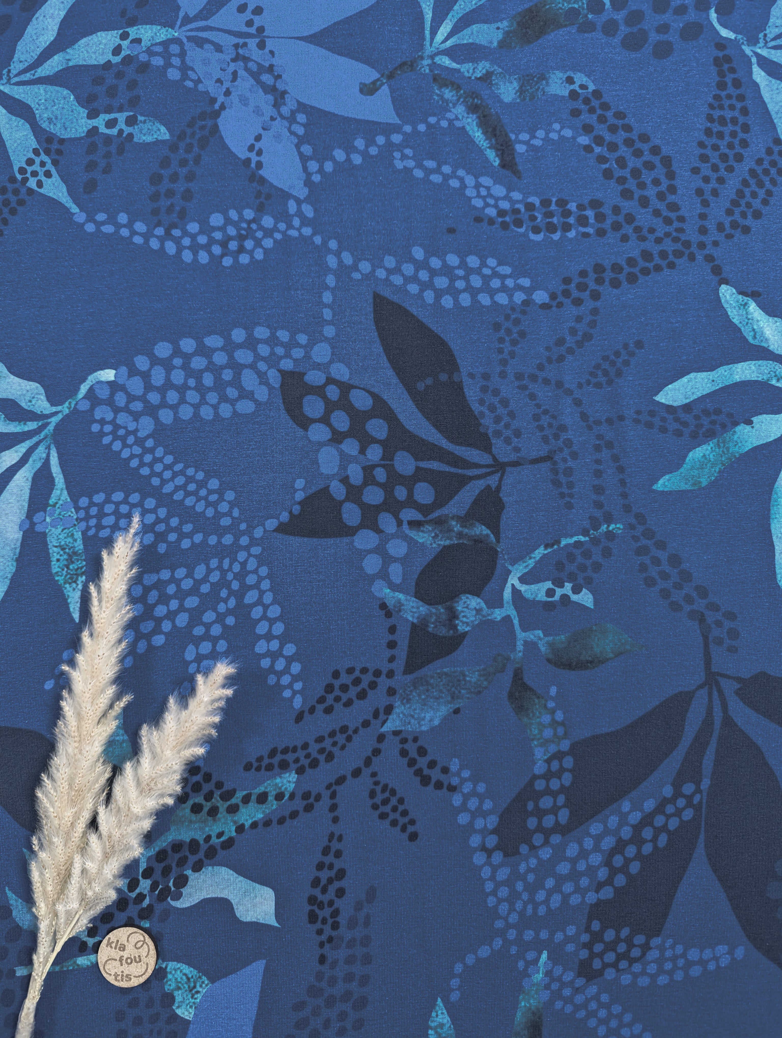 Jersey de coton bleu - en pointillés