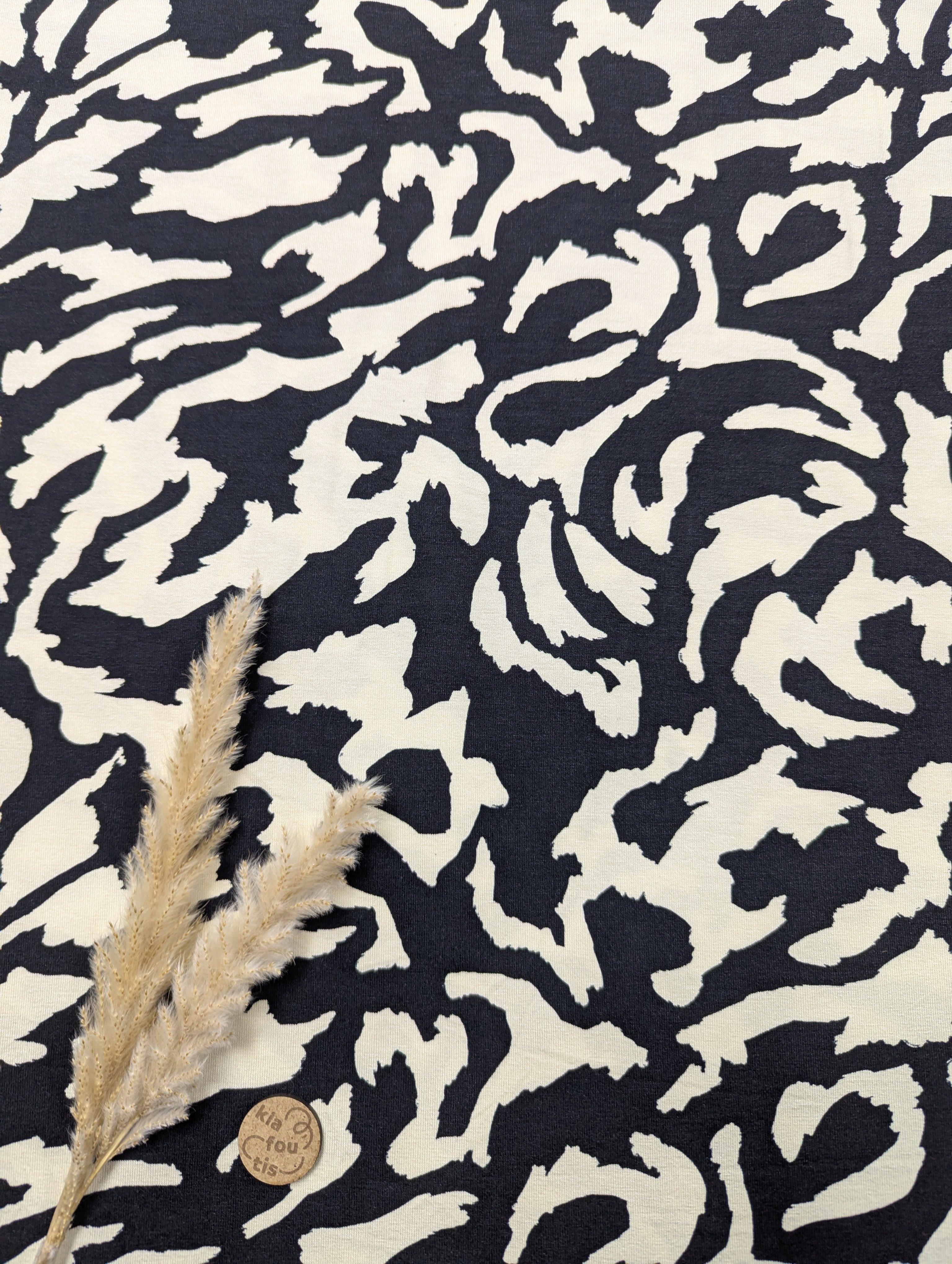 Jersey de viscose noir et crème - joli mélange