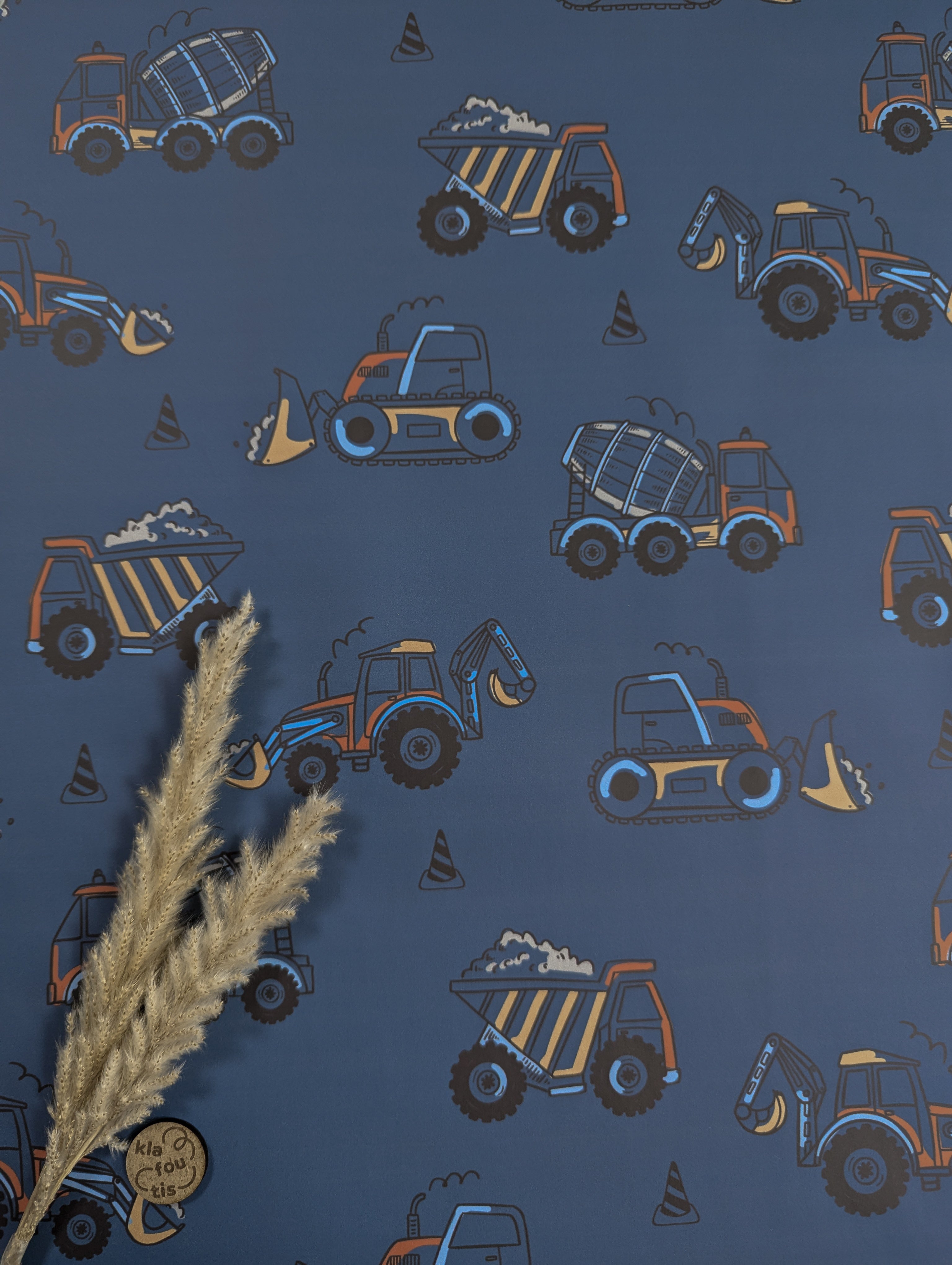 Imperméable doux bleu - engins de chantier