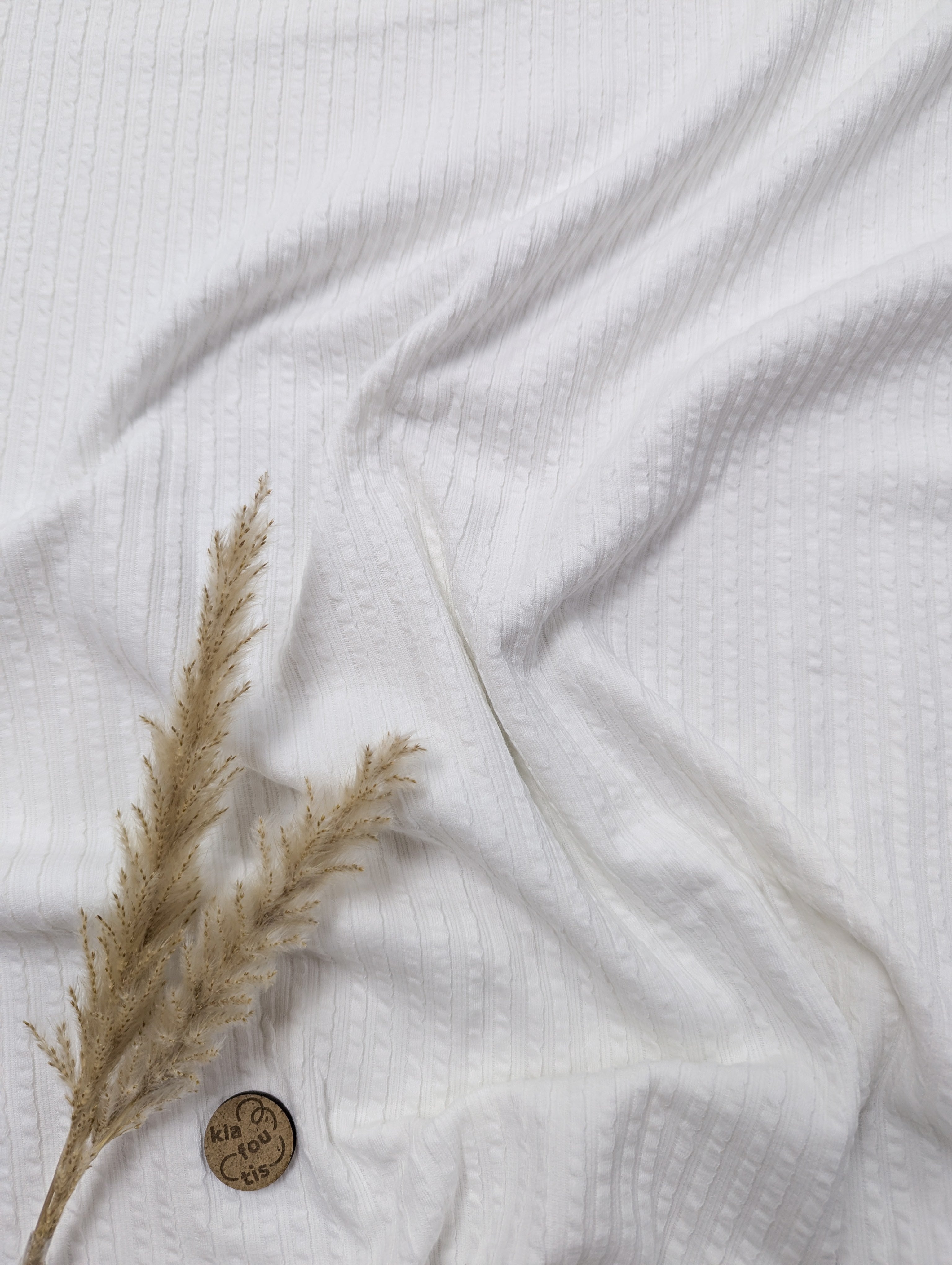 Jersey de coton effet seersucker - écru