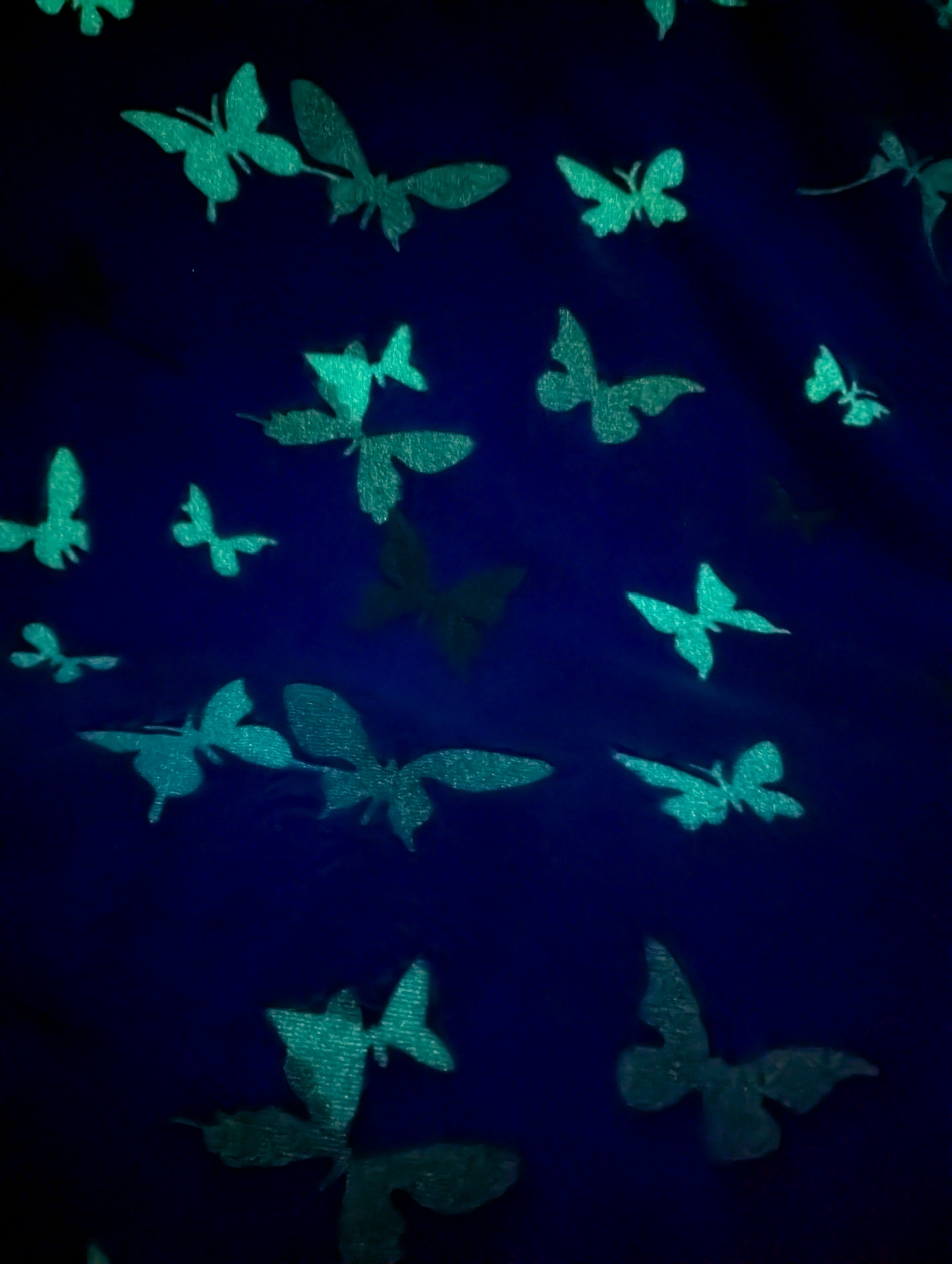 Tissu doudou phosphorescent mauve - papillons