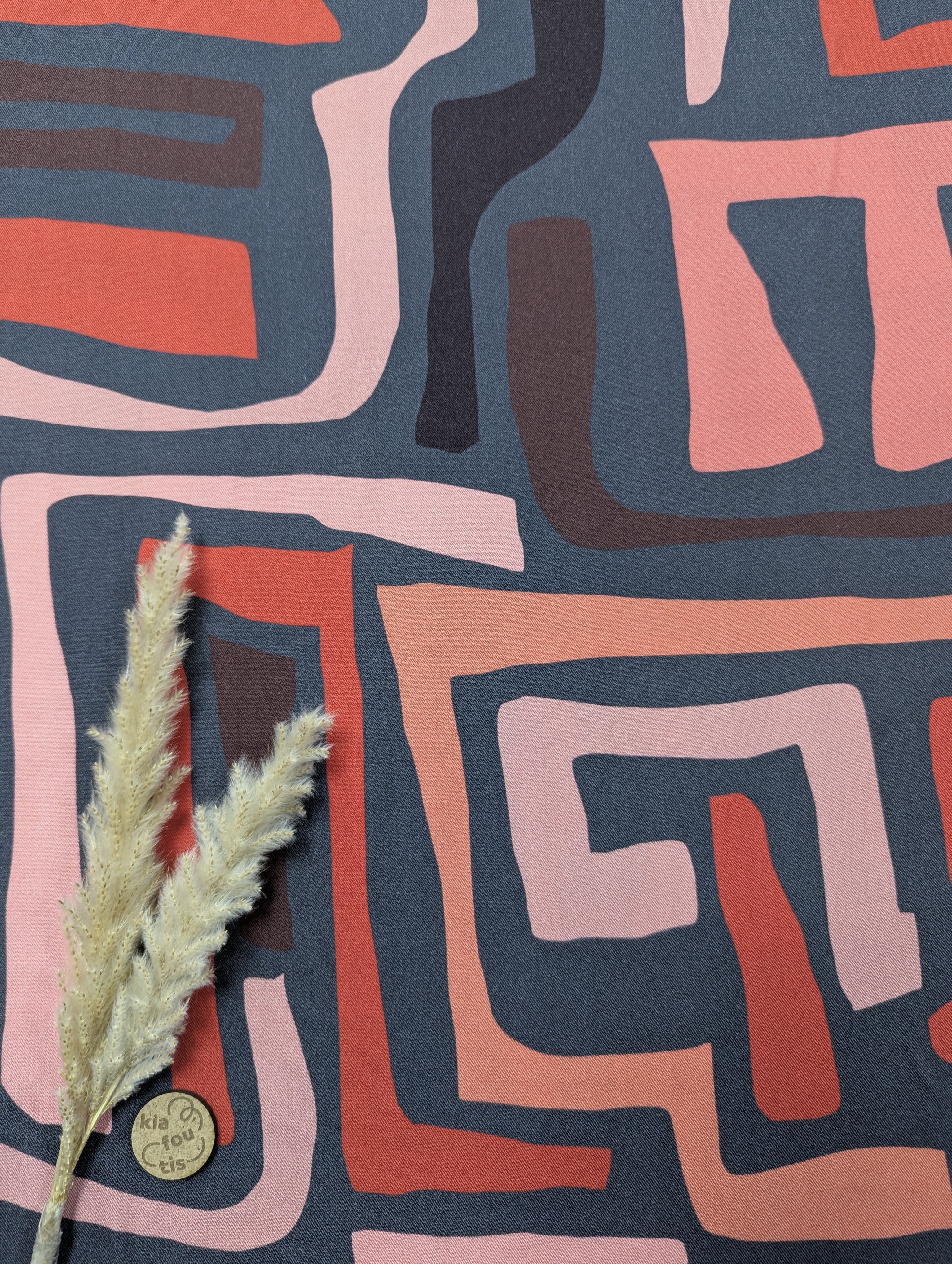 Twill de viscose gris - labyrinthe terra