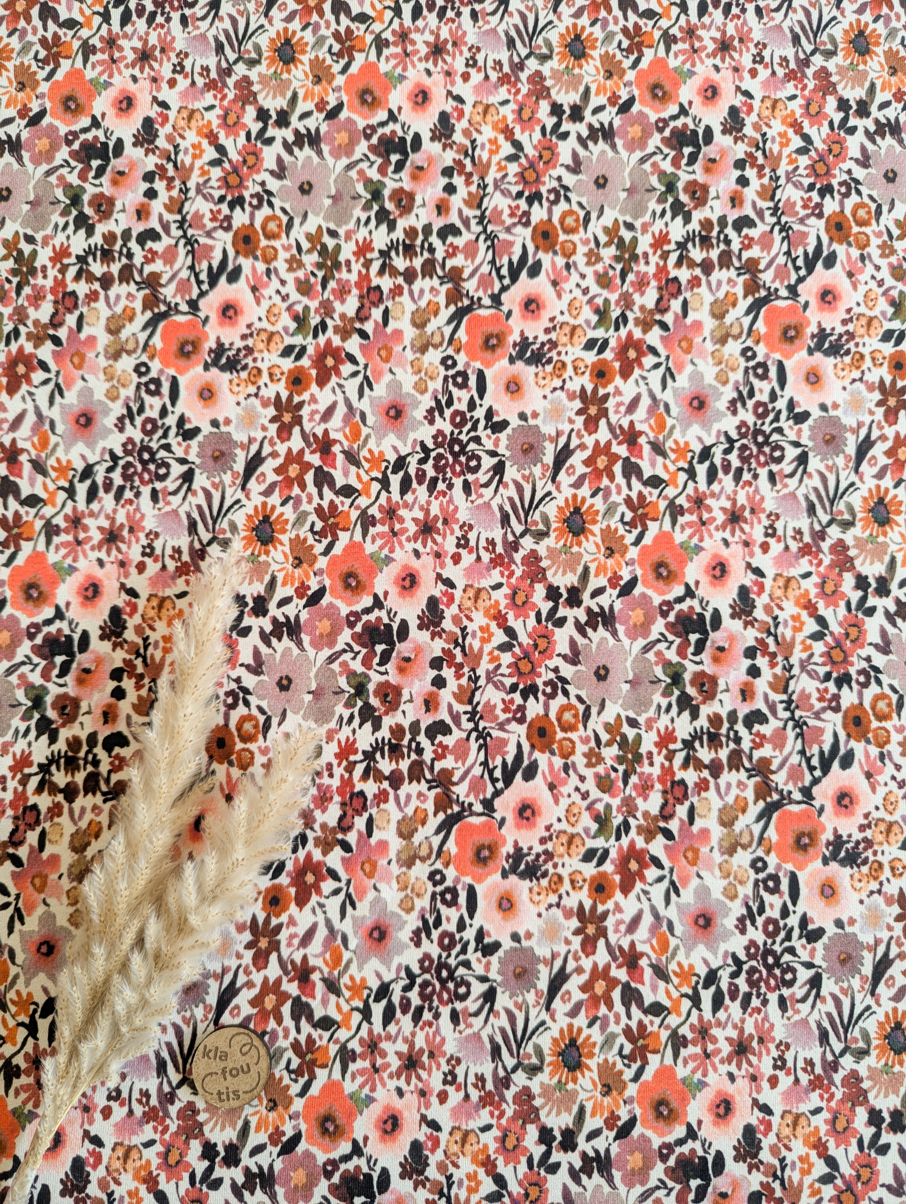 Jersey de coton BIO blanc - fleurs par milliers