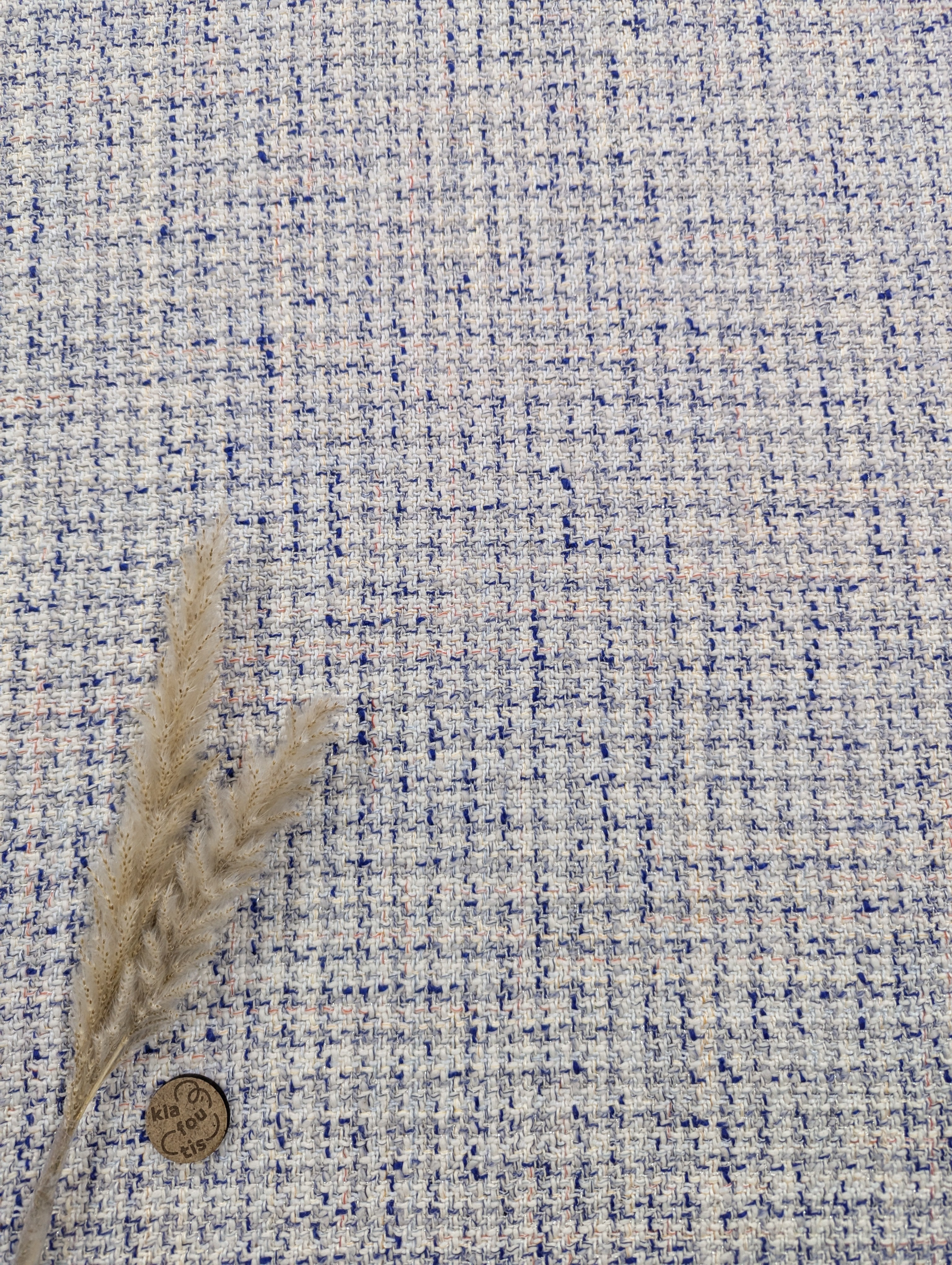 Tweed de luxe effet Chanel - blanc bleu lurex argenté