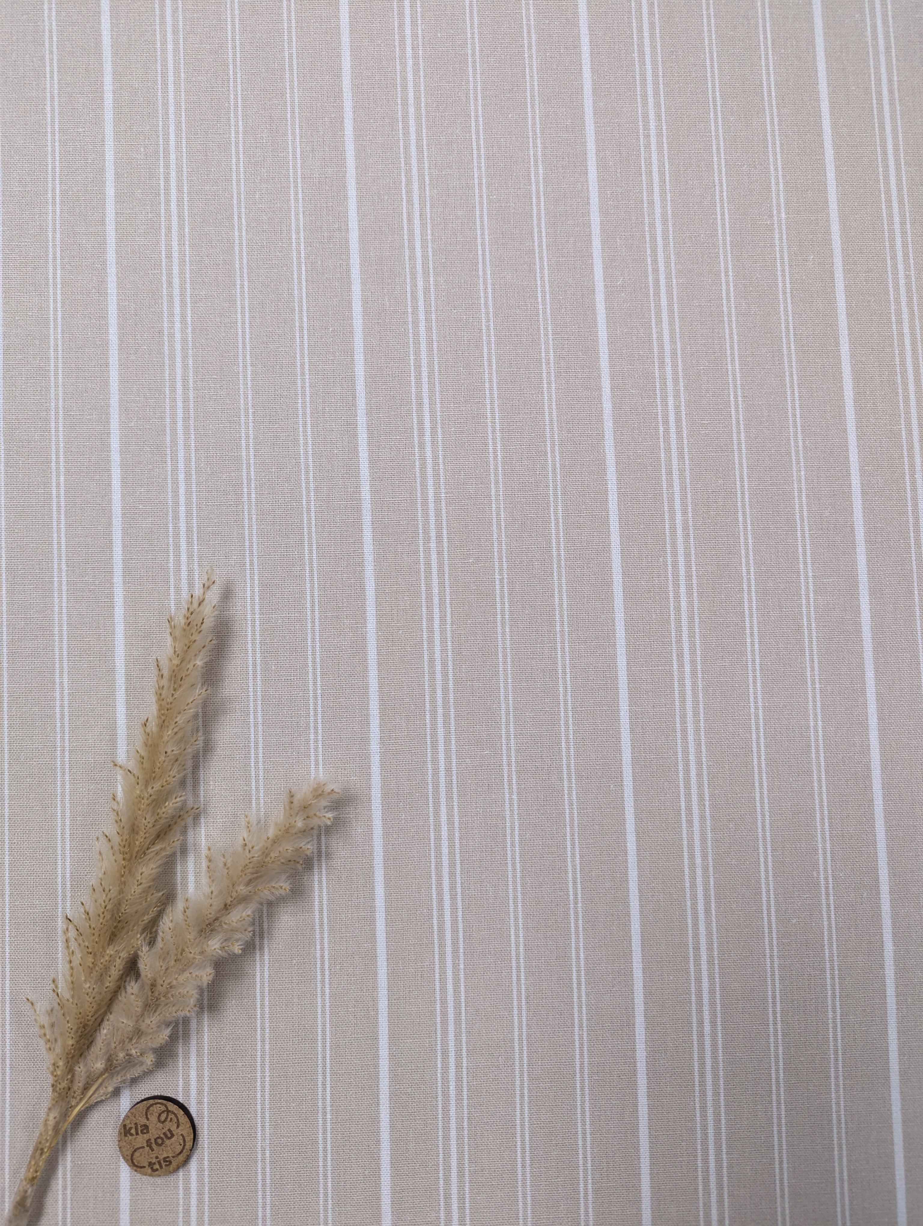 Lin viscose beige - rayures blanches