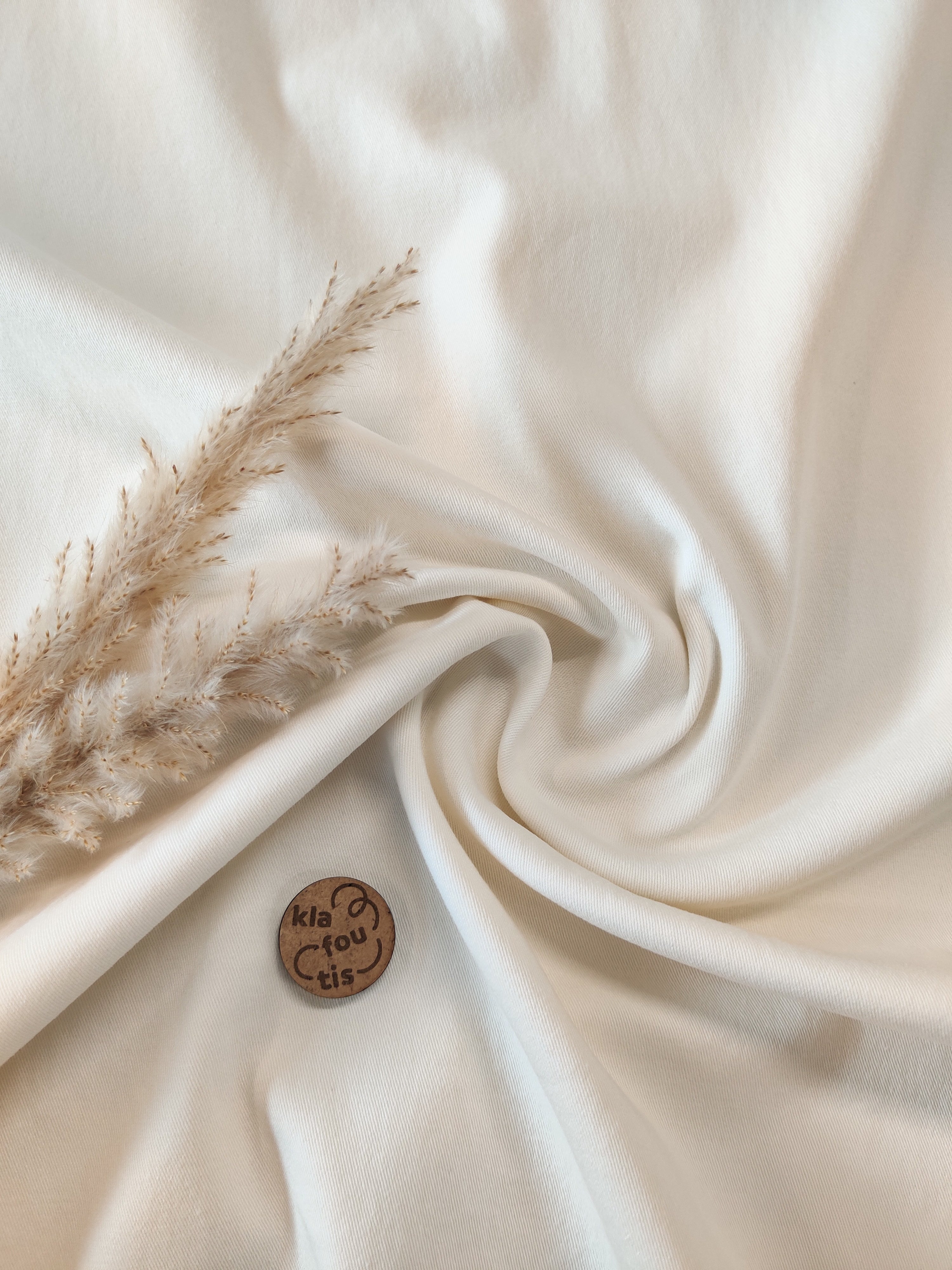 Sergé de coton stretch - Ecru