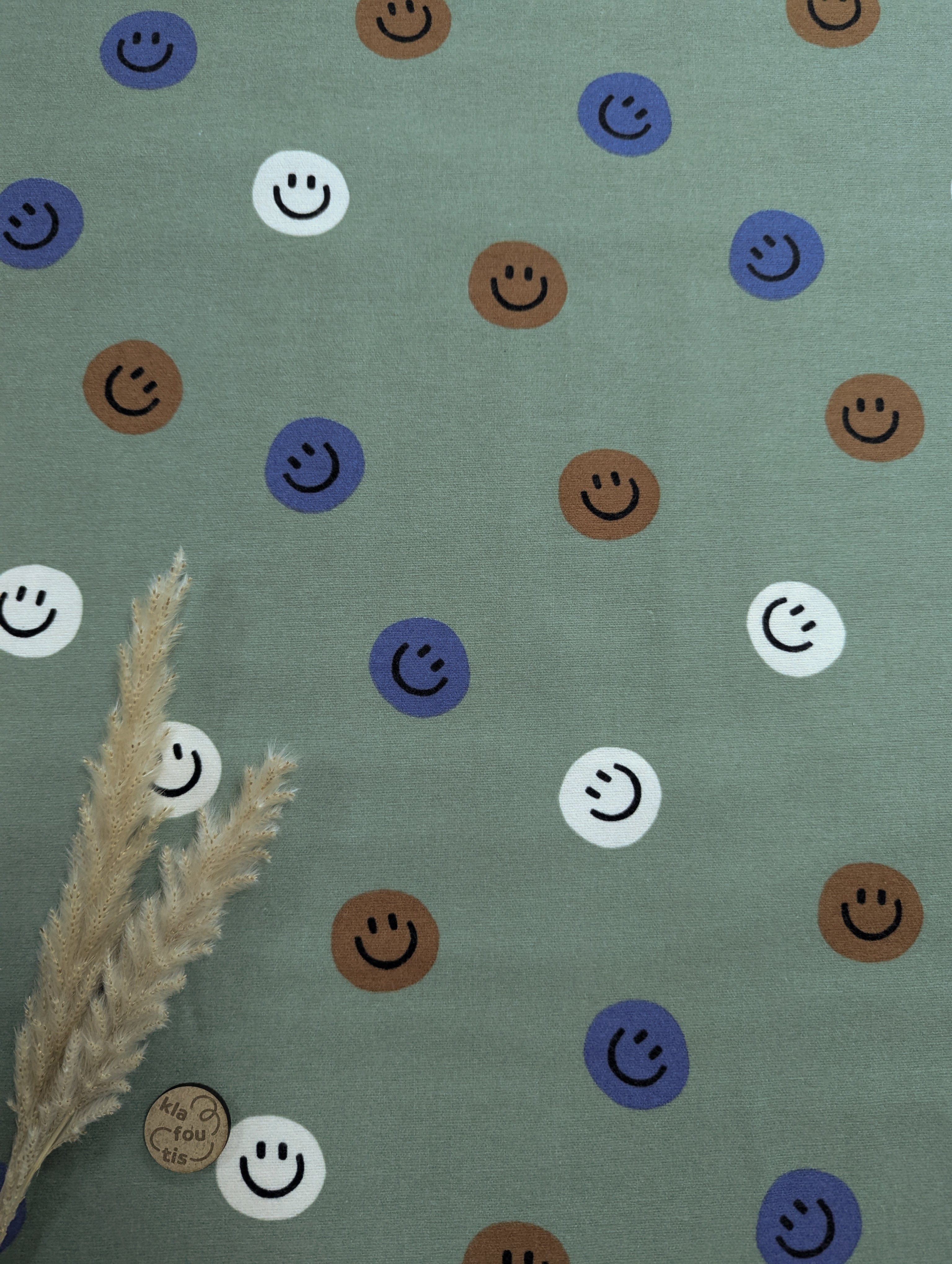 Flanelle de coton verte - tout sourires