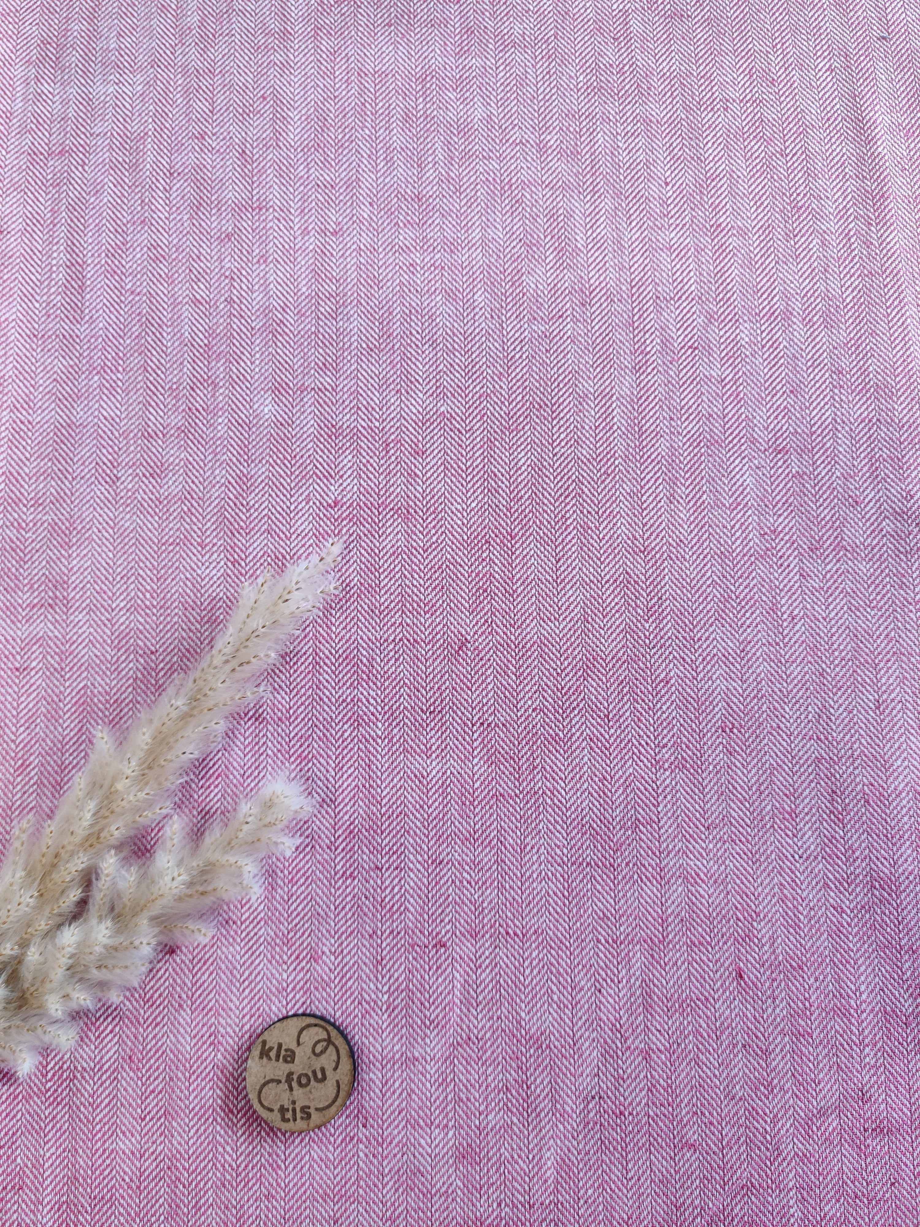 Lin coton chevrons - Fuchsia