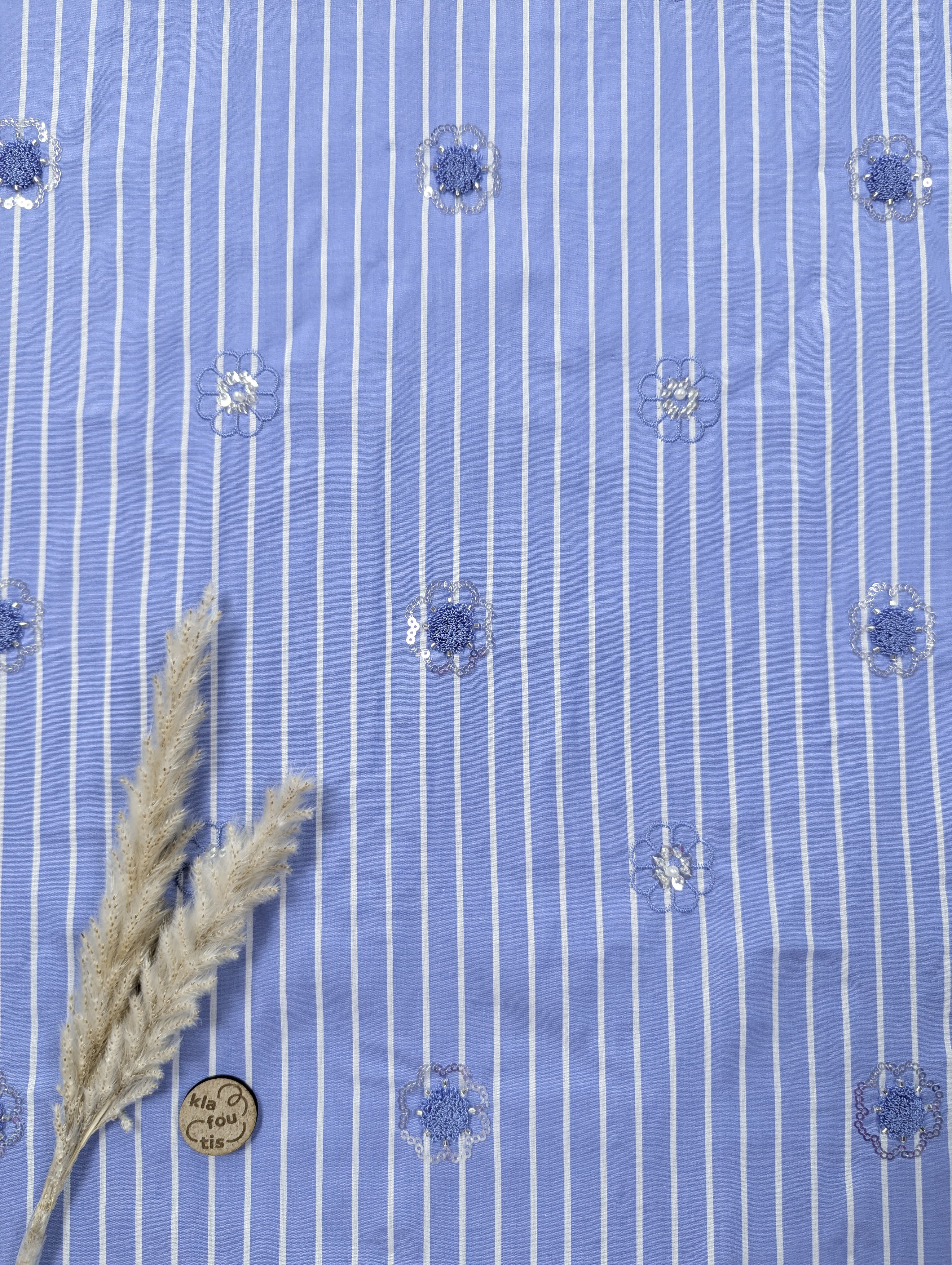 Popeline lignée bleu et blanc - future Cédrat de Méla