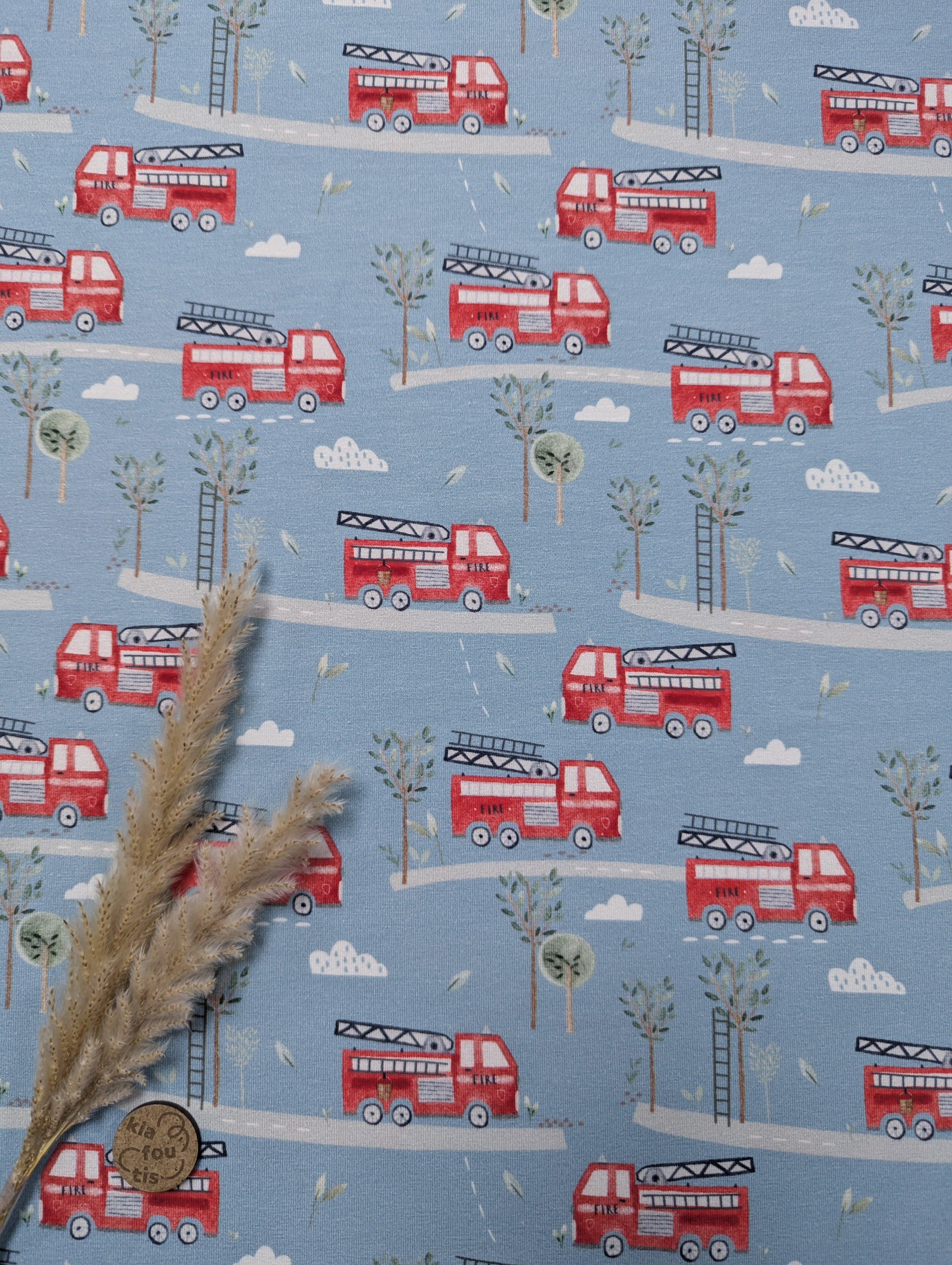 Jersey de coton bleu clair - pompiers