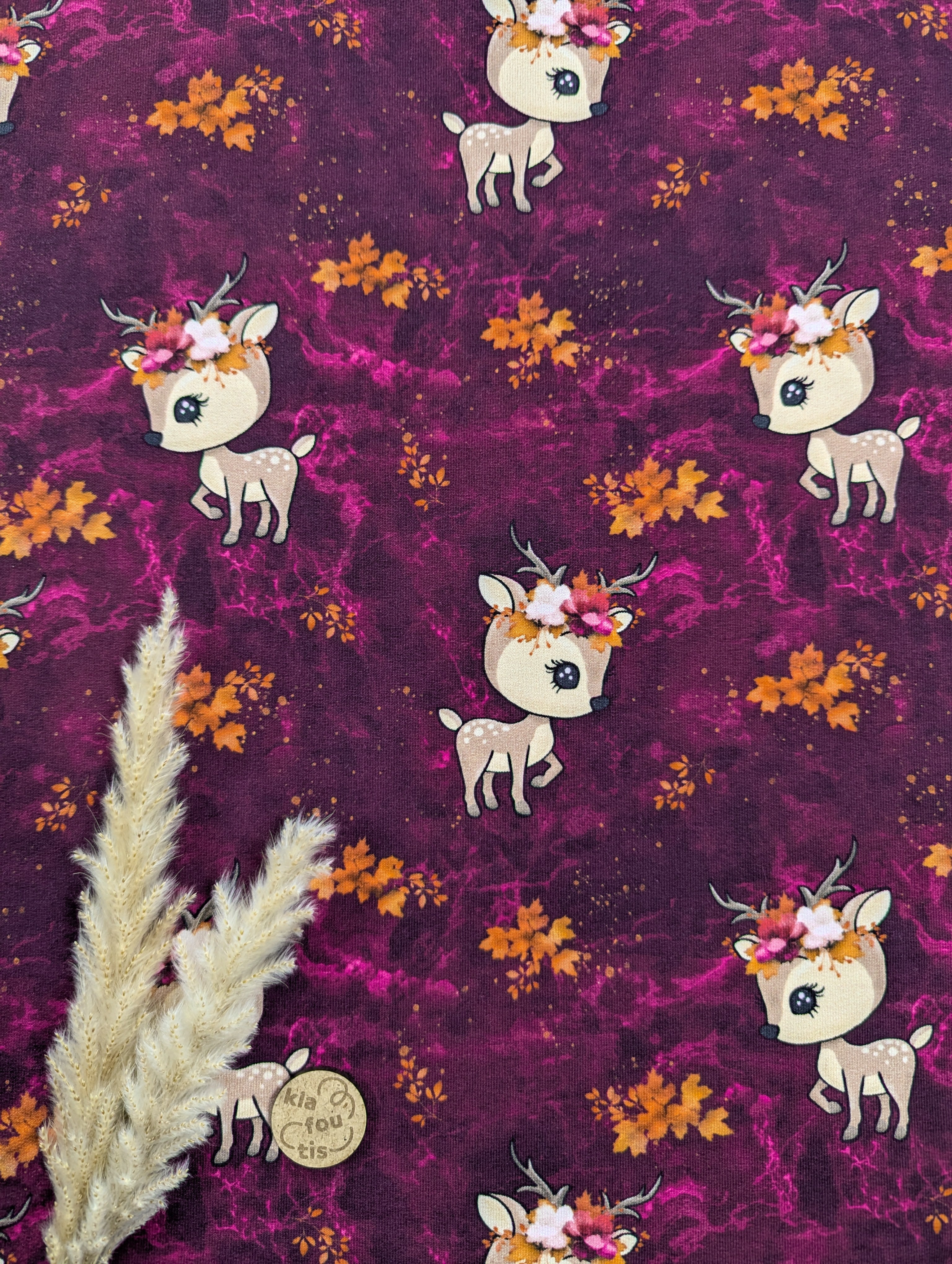 French Terry Glitzerpüppi bordeaux - daim fleuri