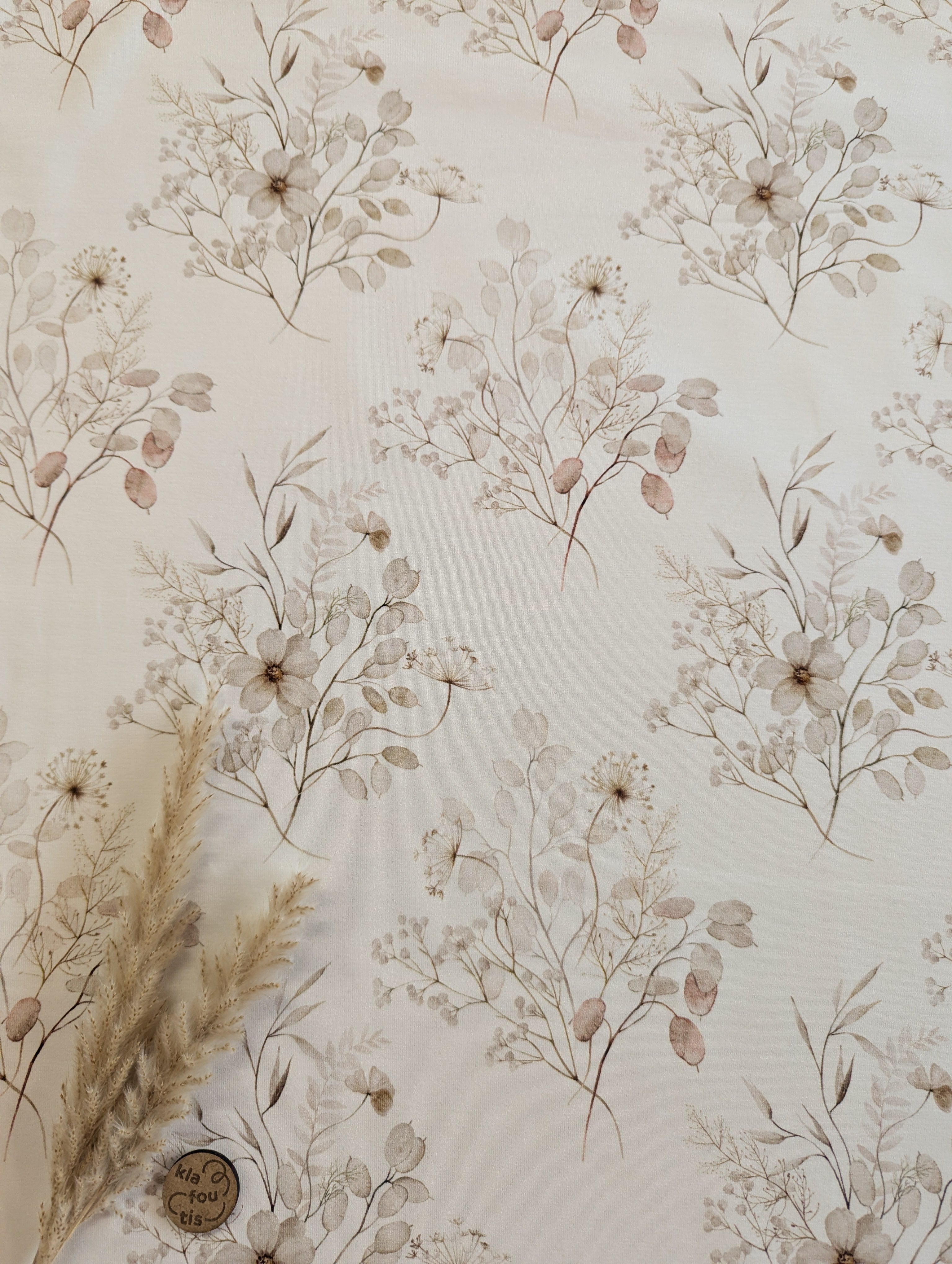 Jersey de coton écru - tendres bouquets