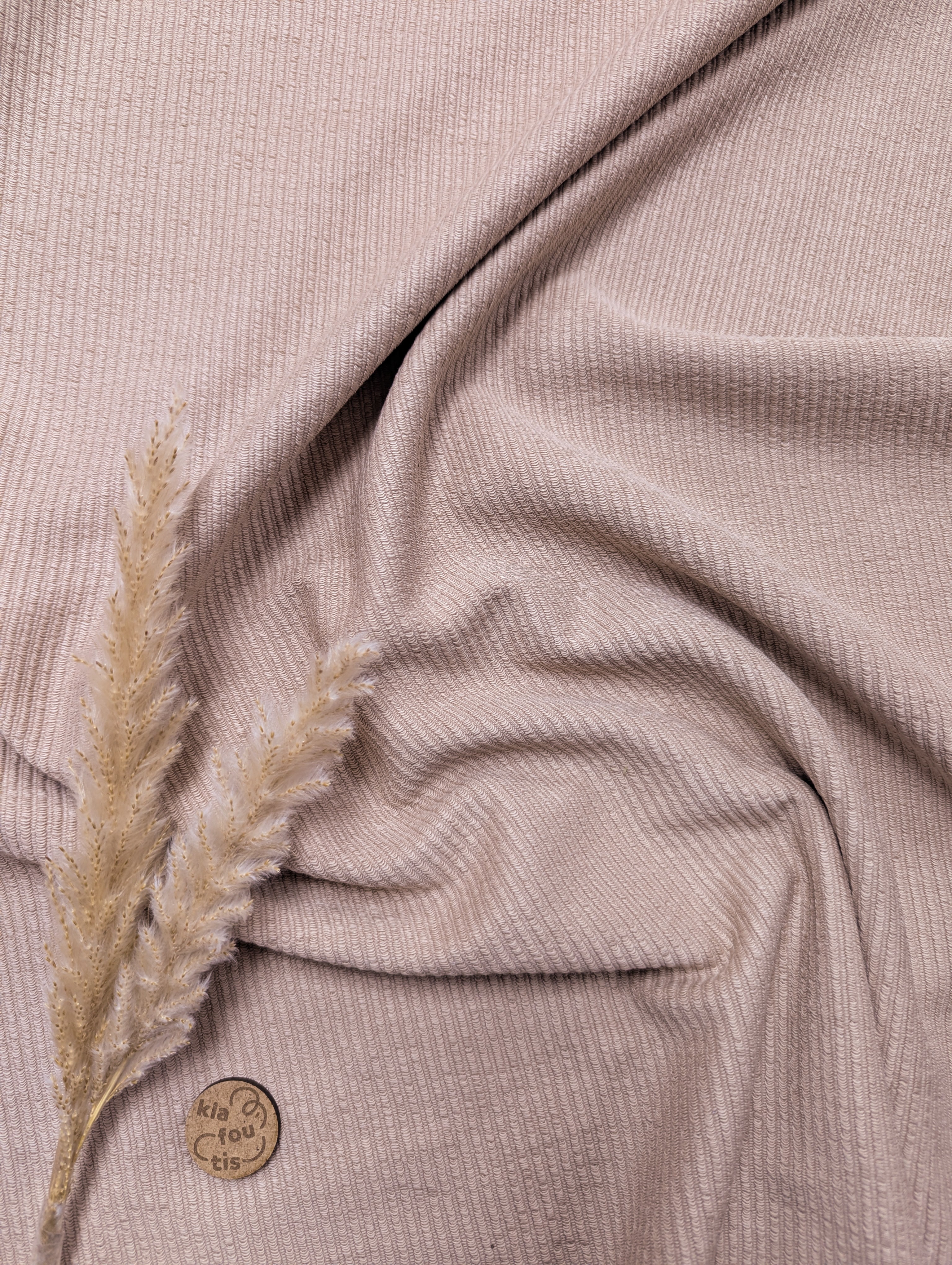 Maille striée 100% coton  - rose poudré