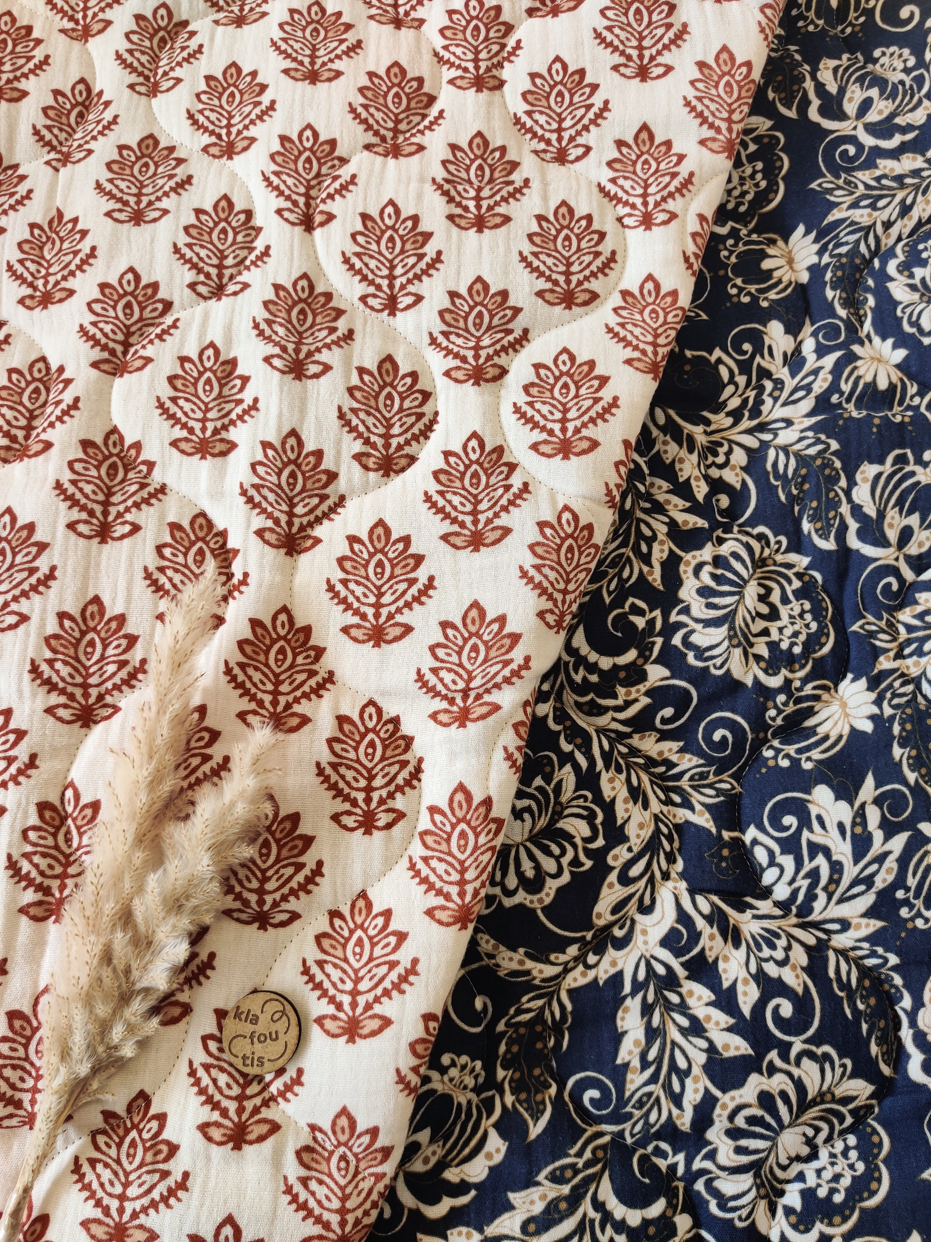 Double gaze matelassée réversible - Jardin impérial