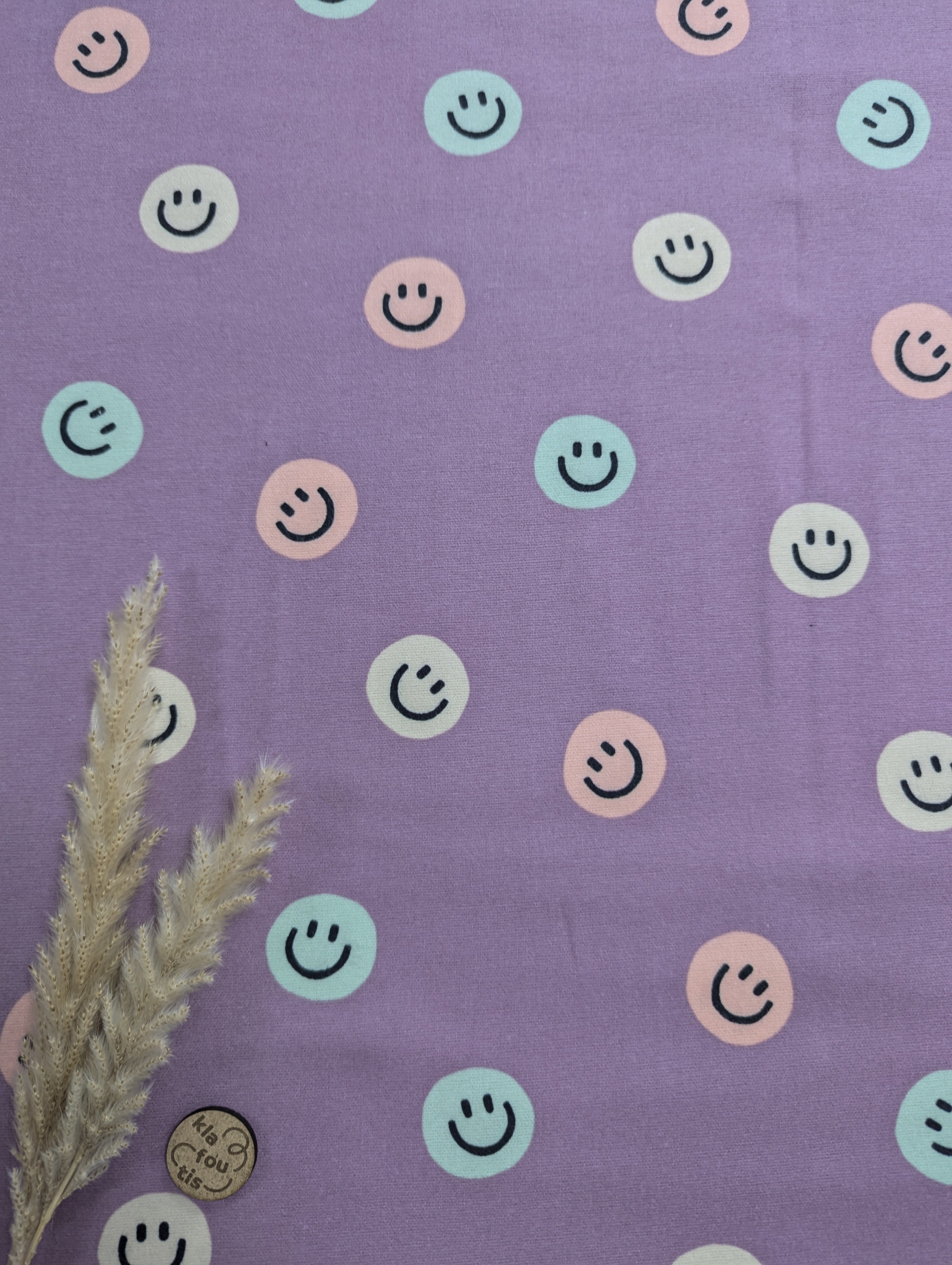 Flanelle de coton mauve - tout sourires