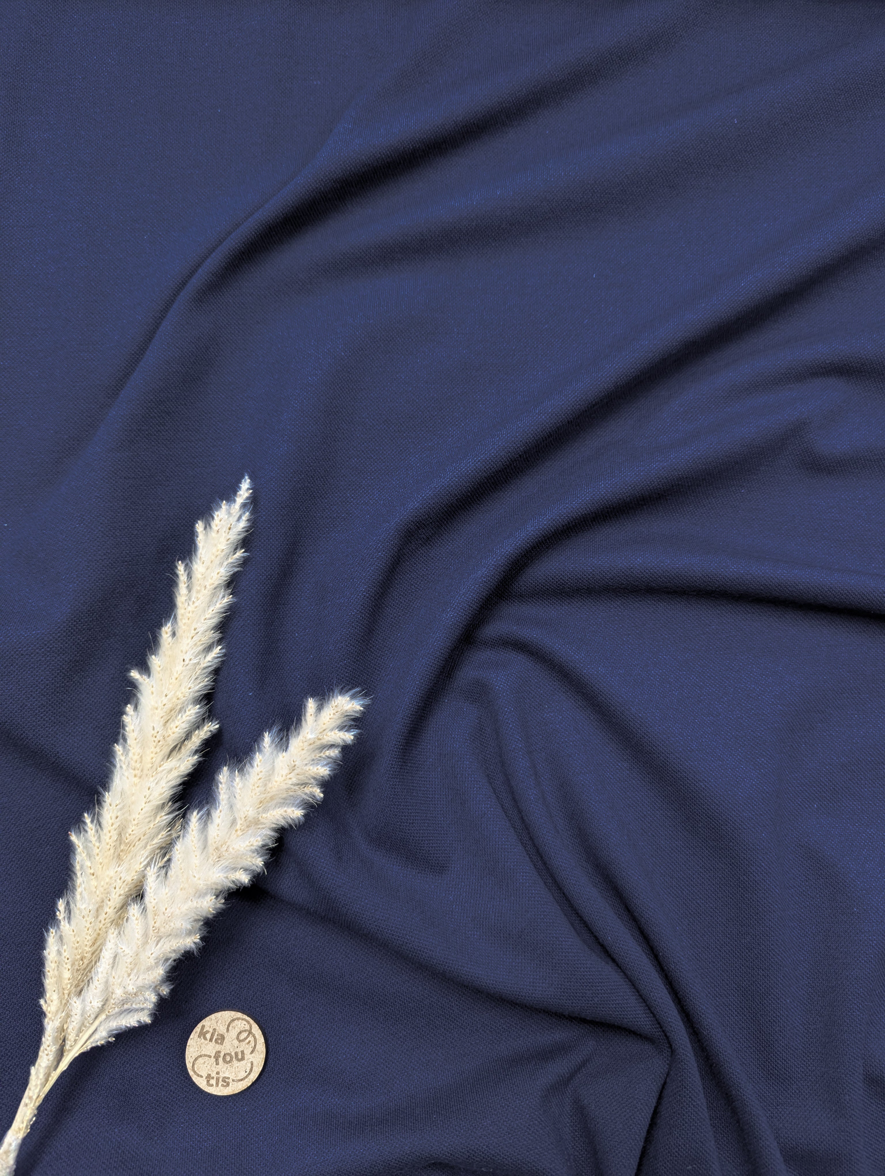 Jersey piqué de coton - maille polo - bleu marine