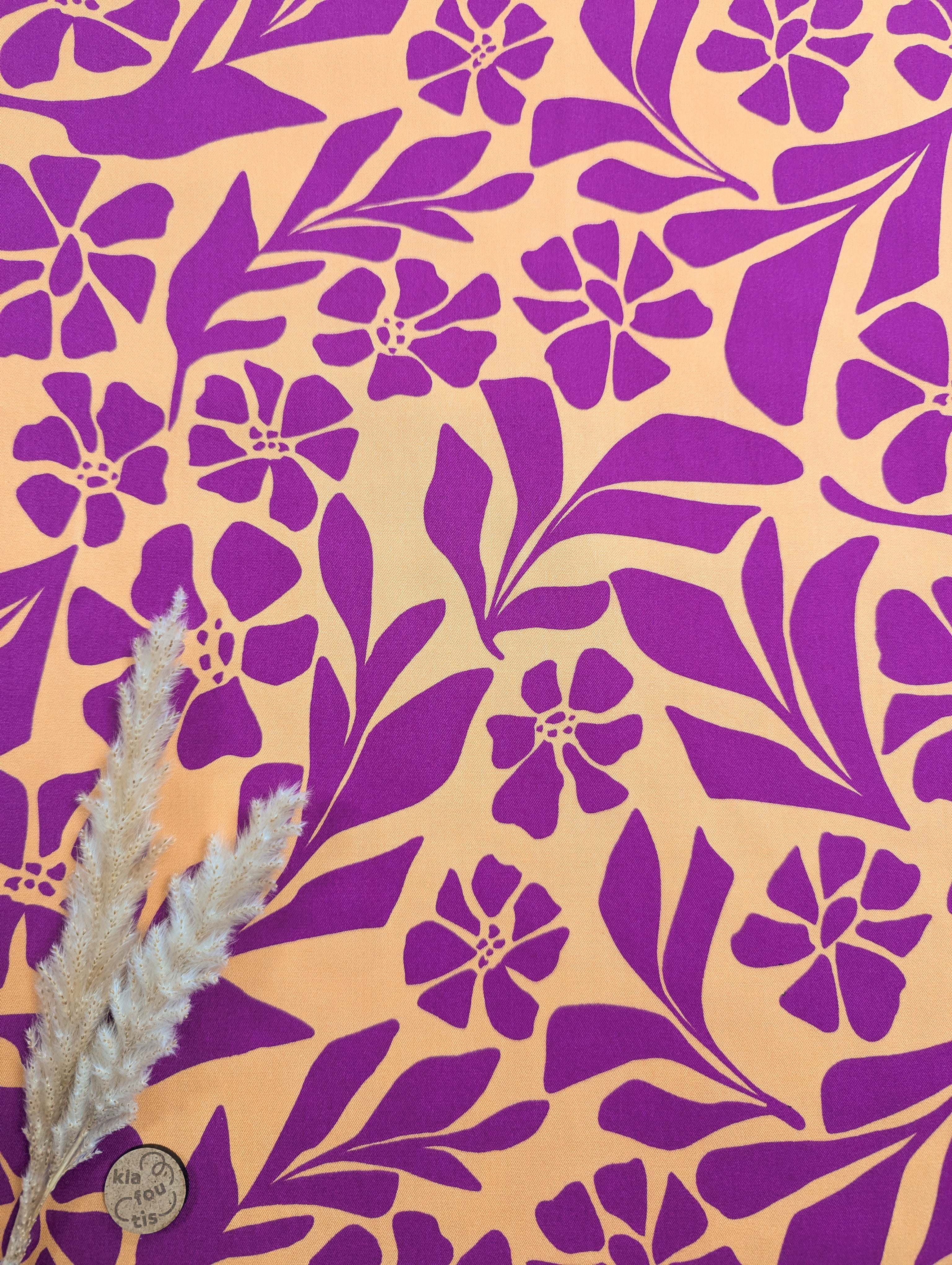 Twill de viscose stretch orange - floraison estivale