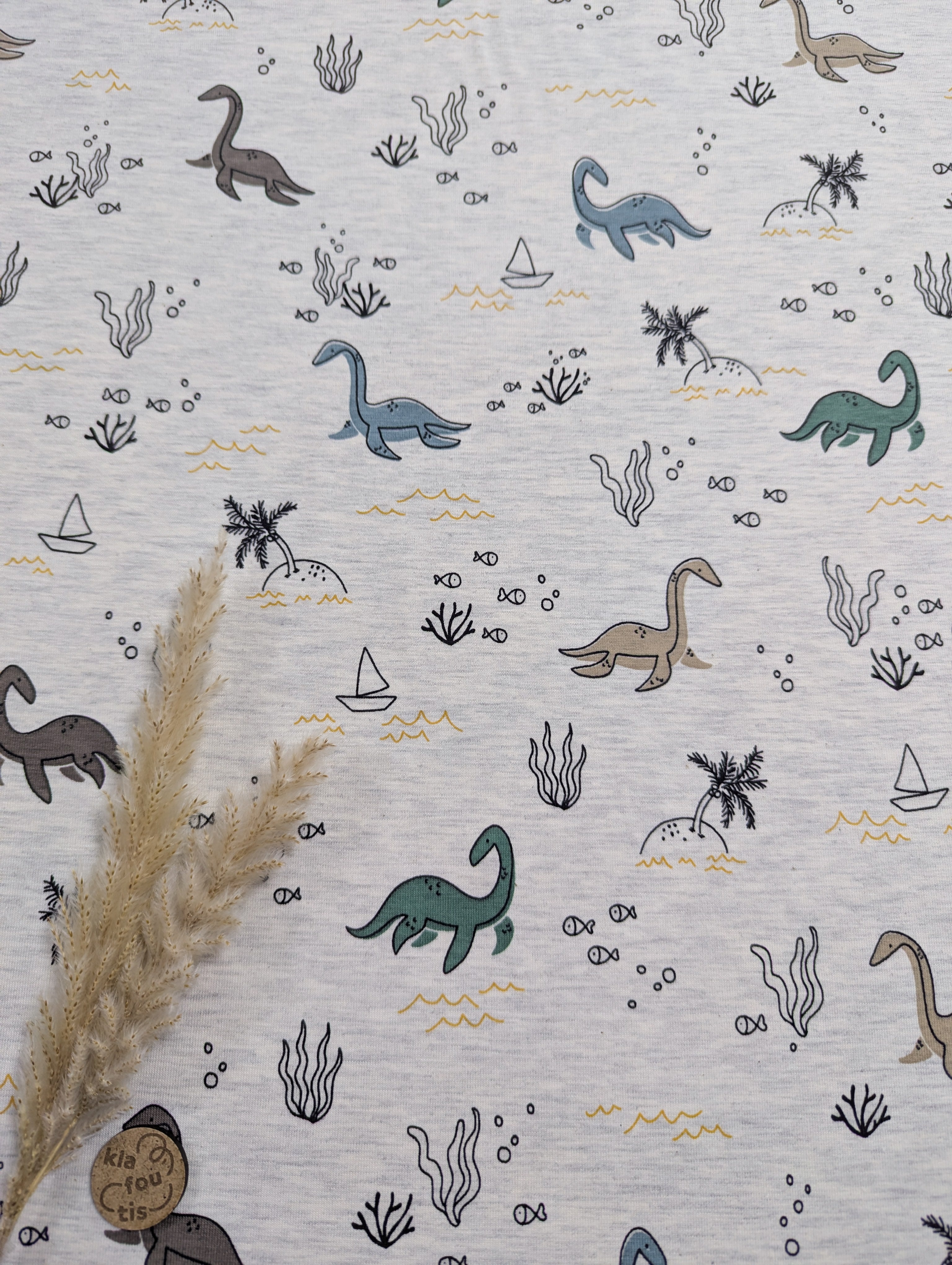 Jersey gris clair chiné - créatures marines