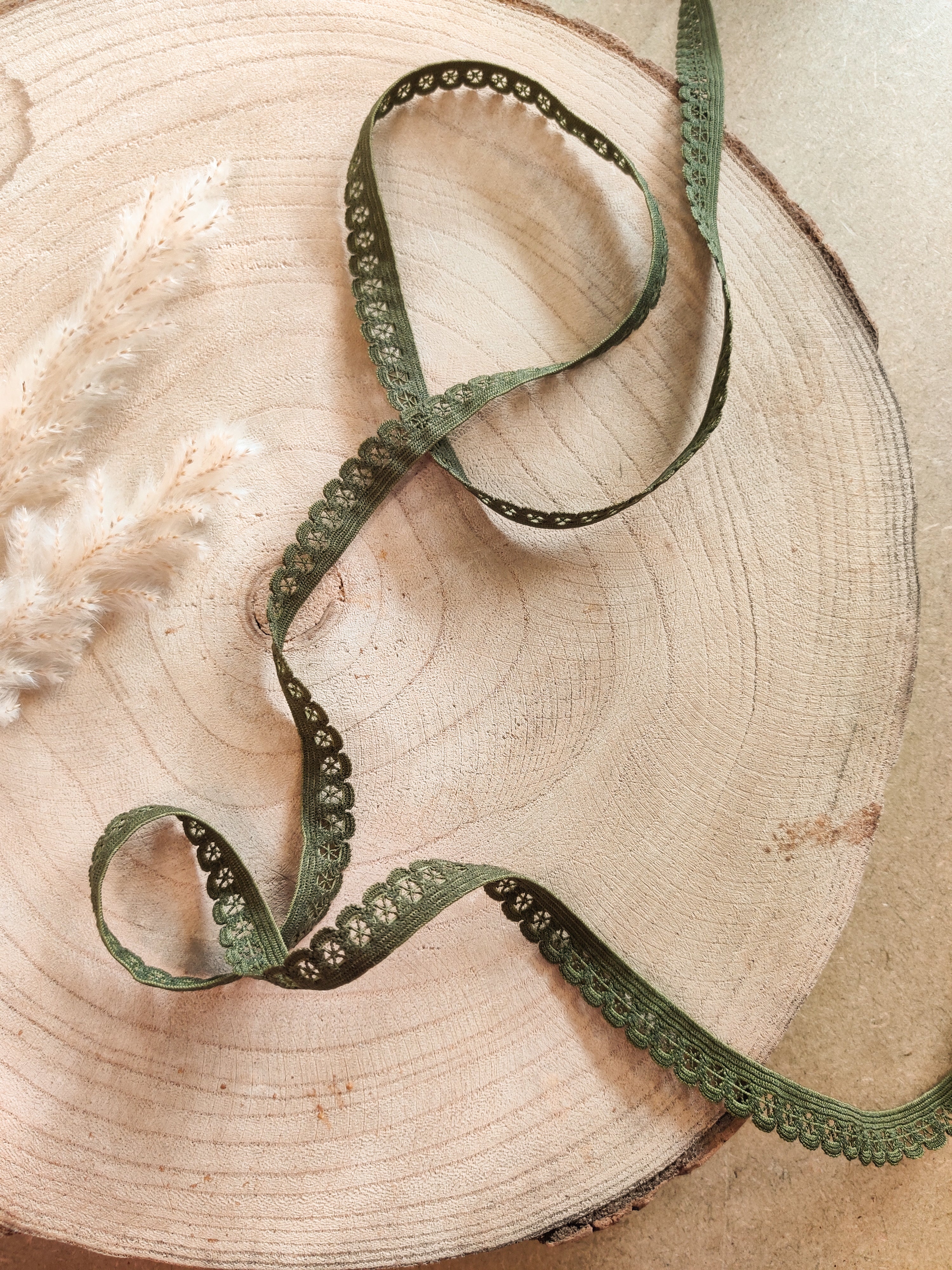 Elastique à picots simple 13 mm - Kaki