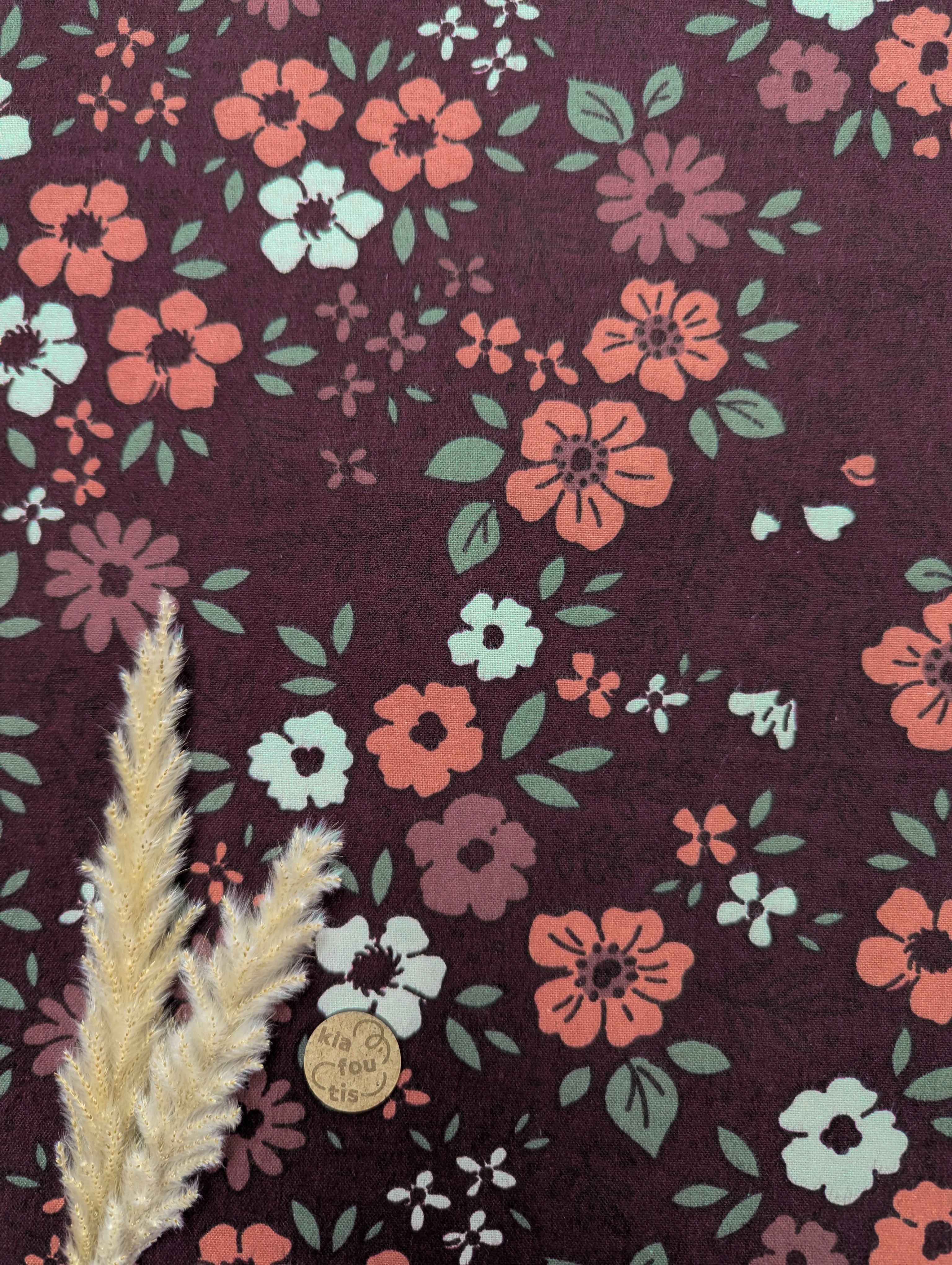 Flanelle de coton aubergine - merveille