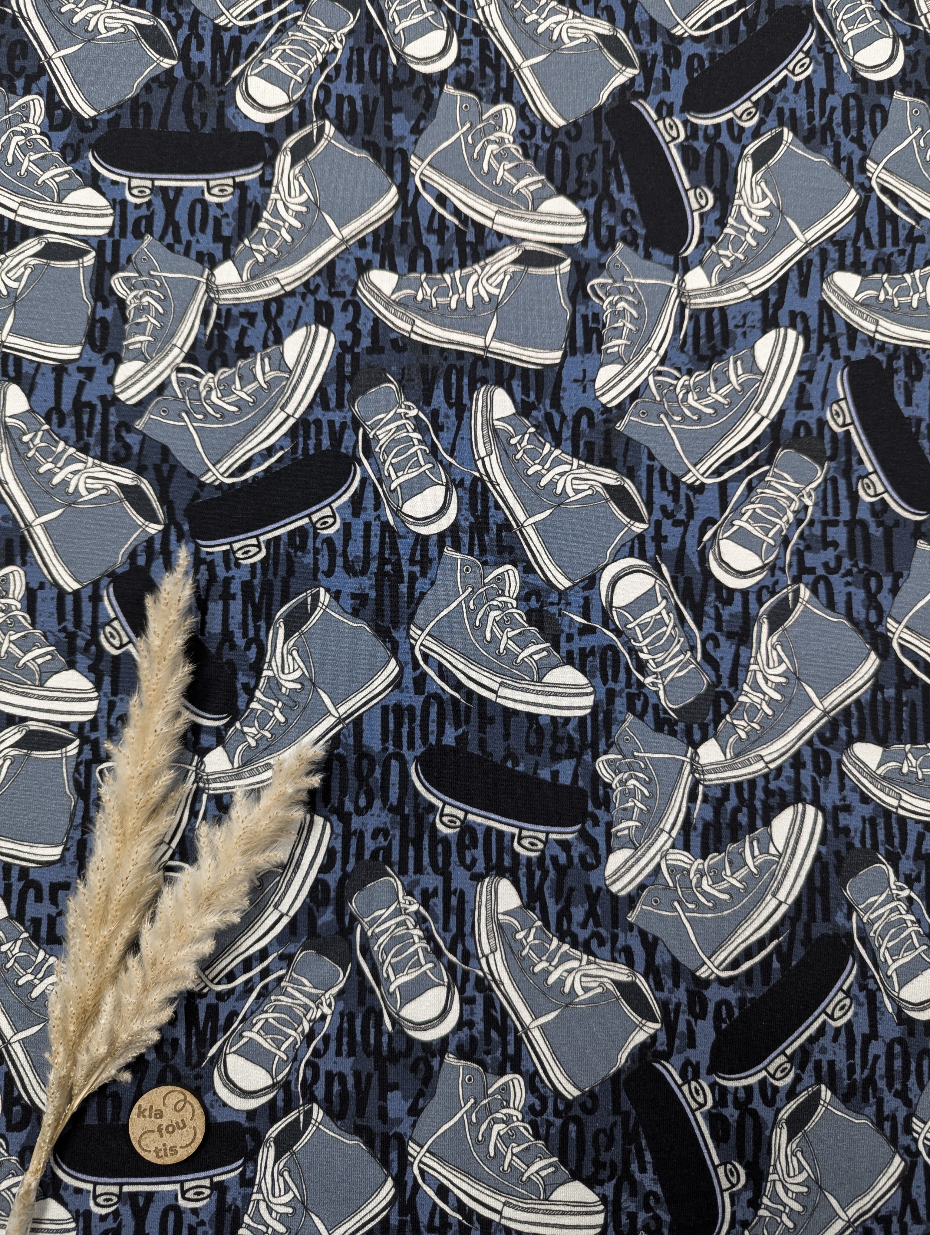 Jersey de coton bleu marine - Sneakers