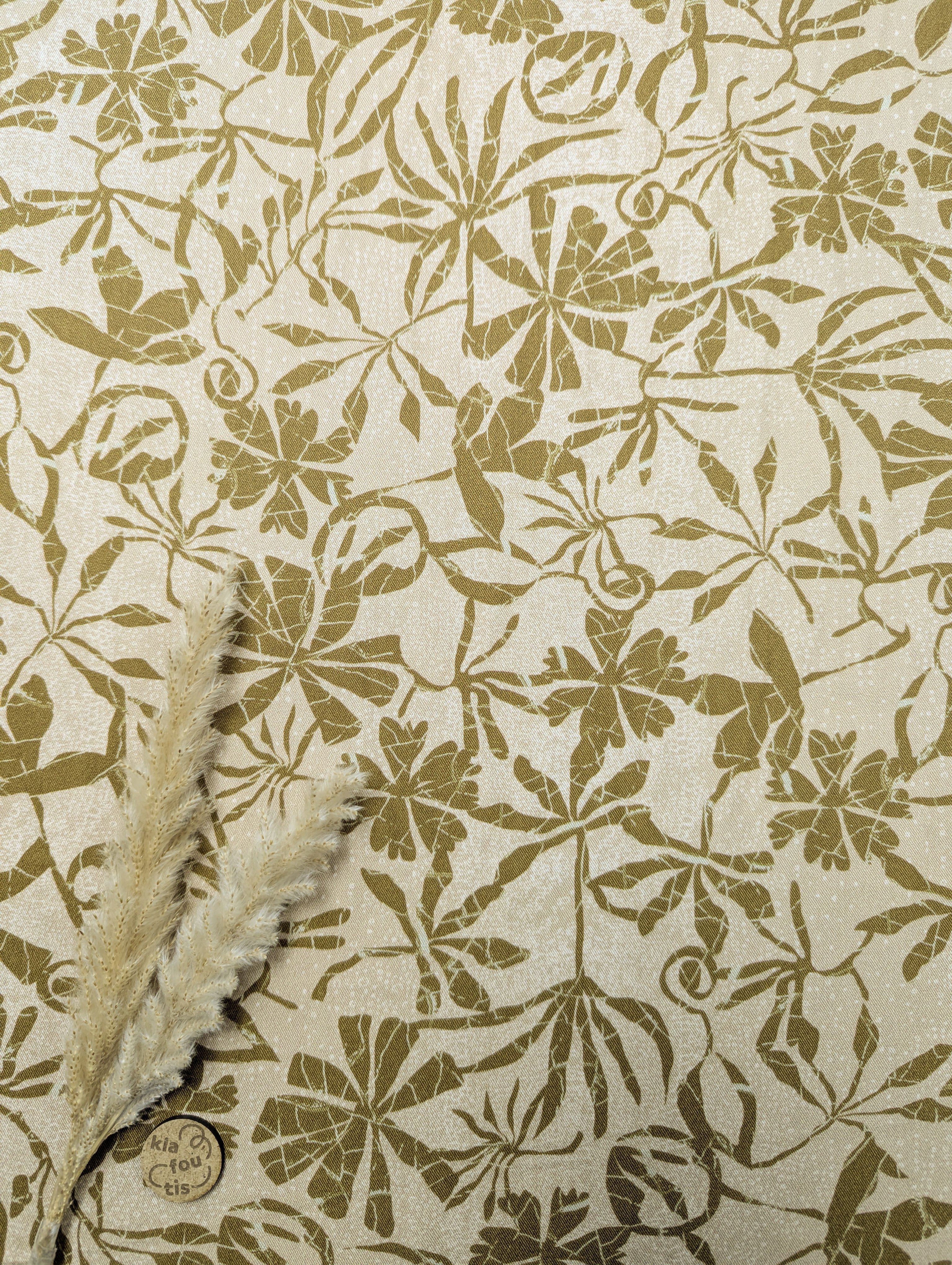 Twill de viscose beige - végétation abstraite