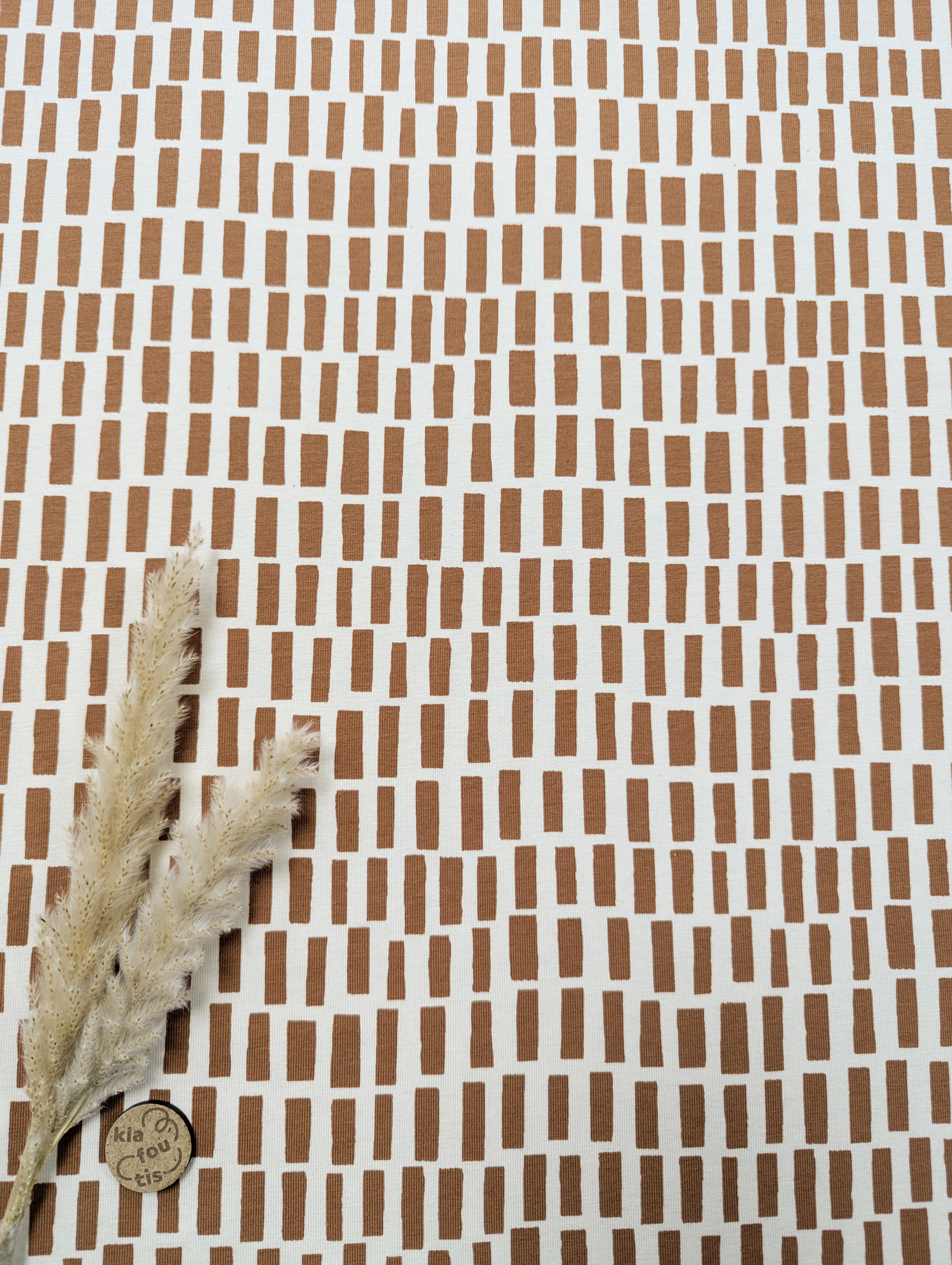 Jersey de coton BIO naturel - petits rectangles