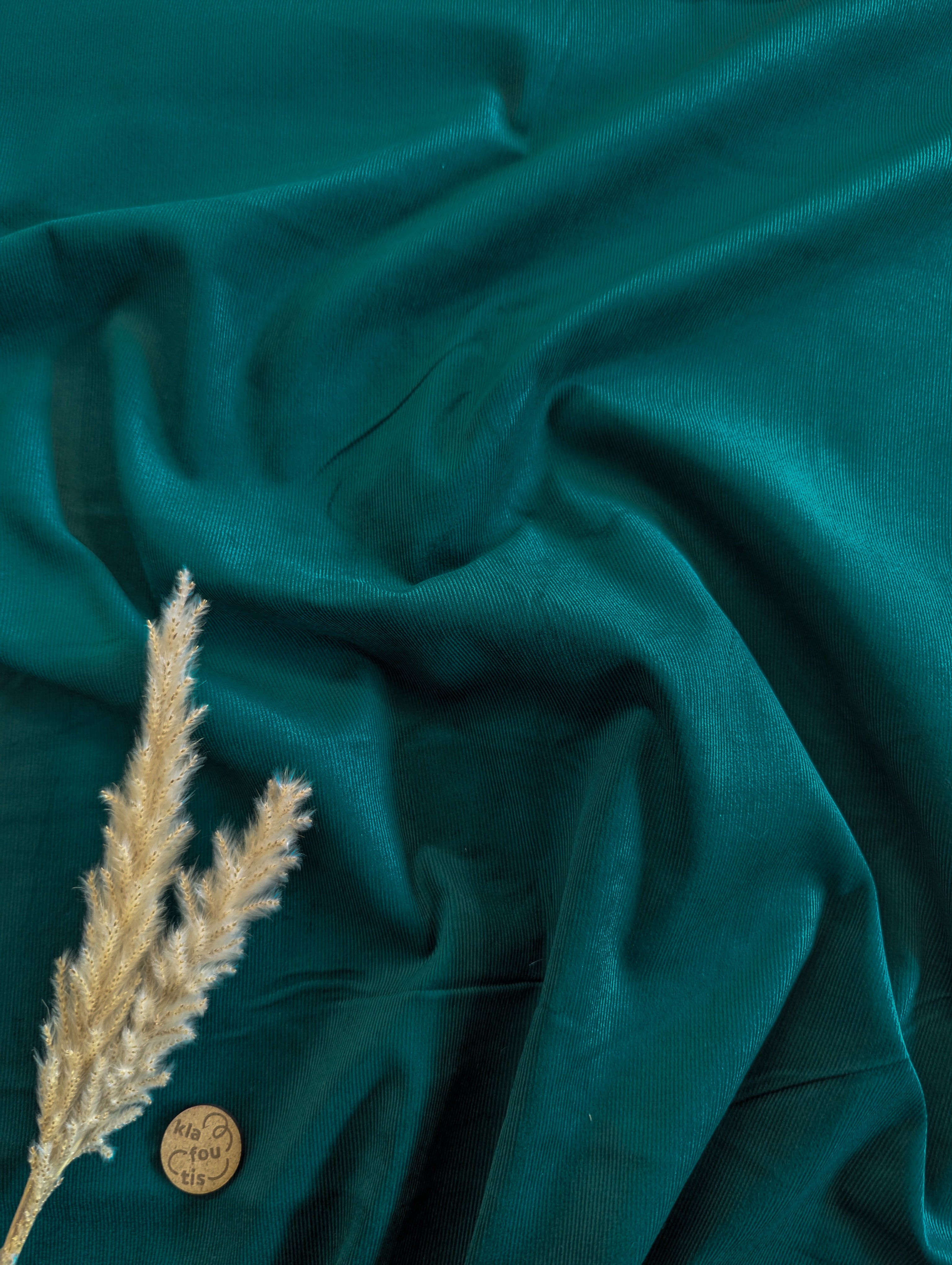 Velours milleraies - bleu canard