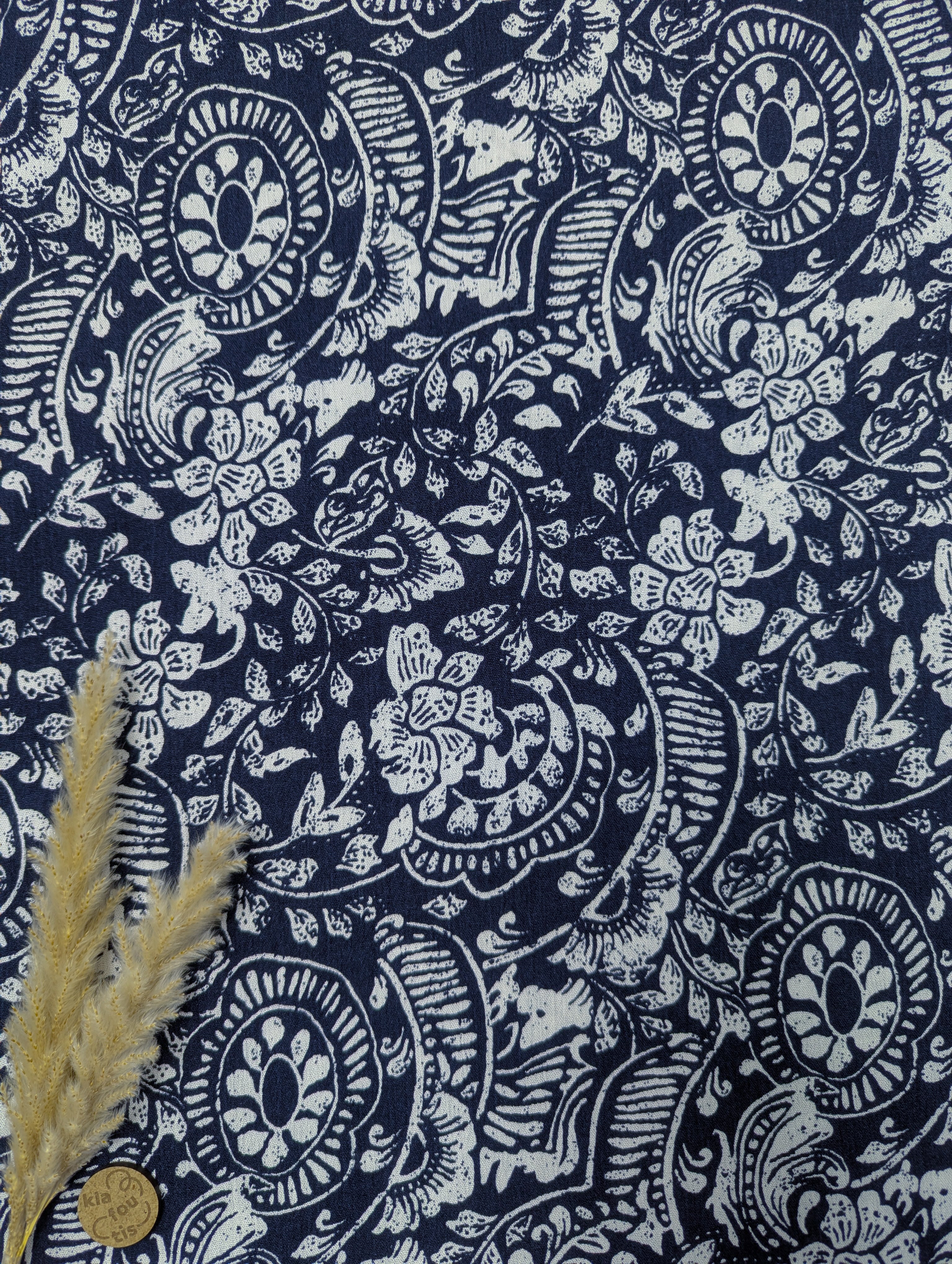 Crêpe de viscose bleu marine - joli duo