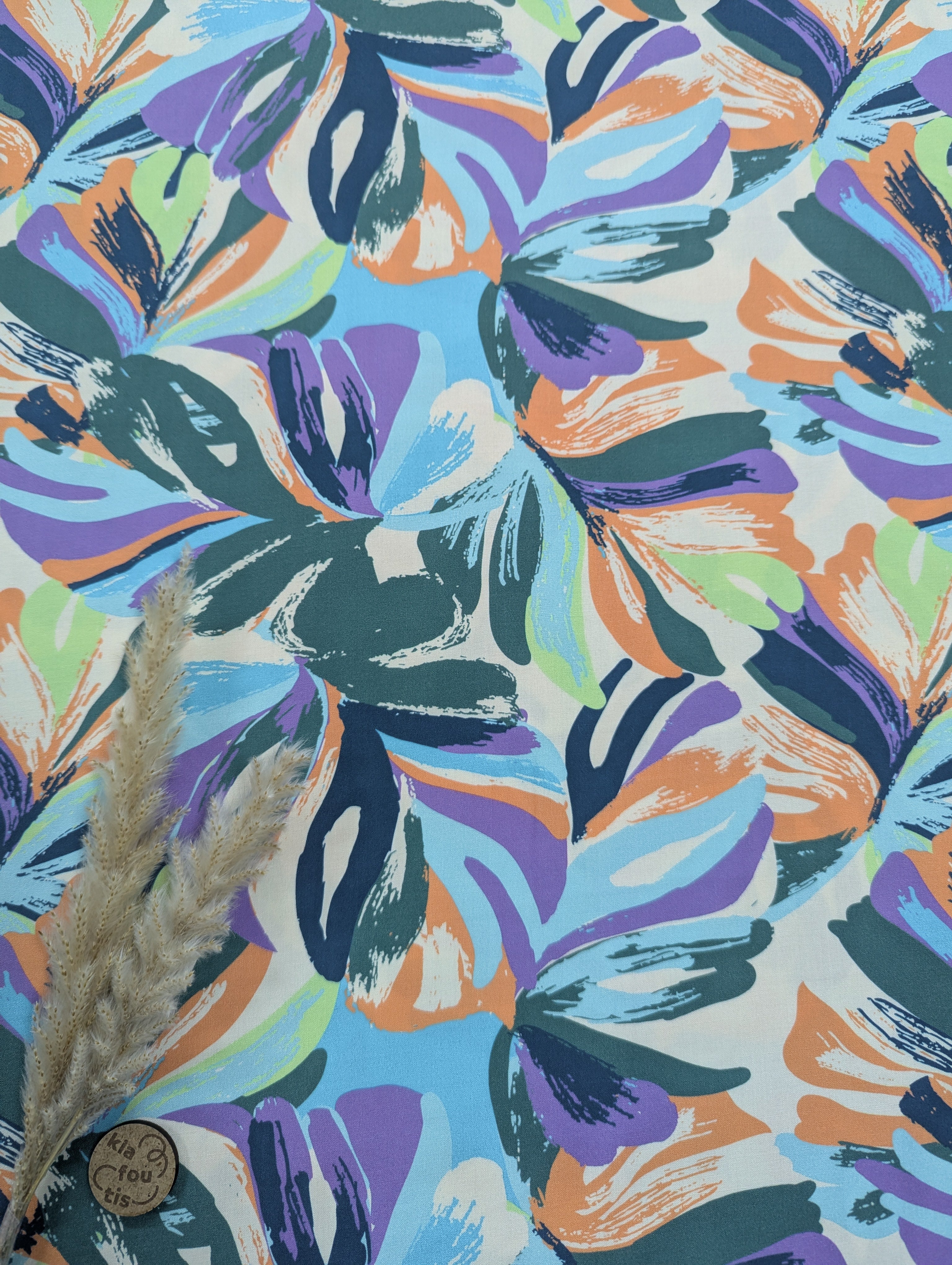 Popeline de viscose - végétation multicolore