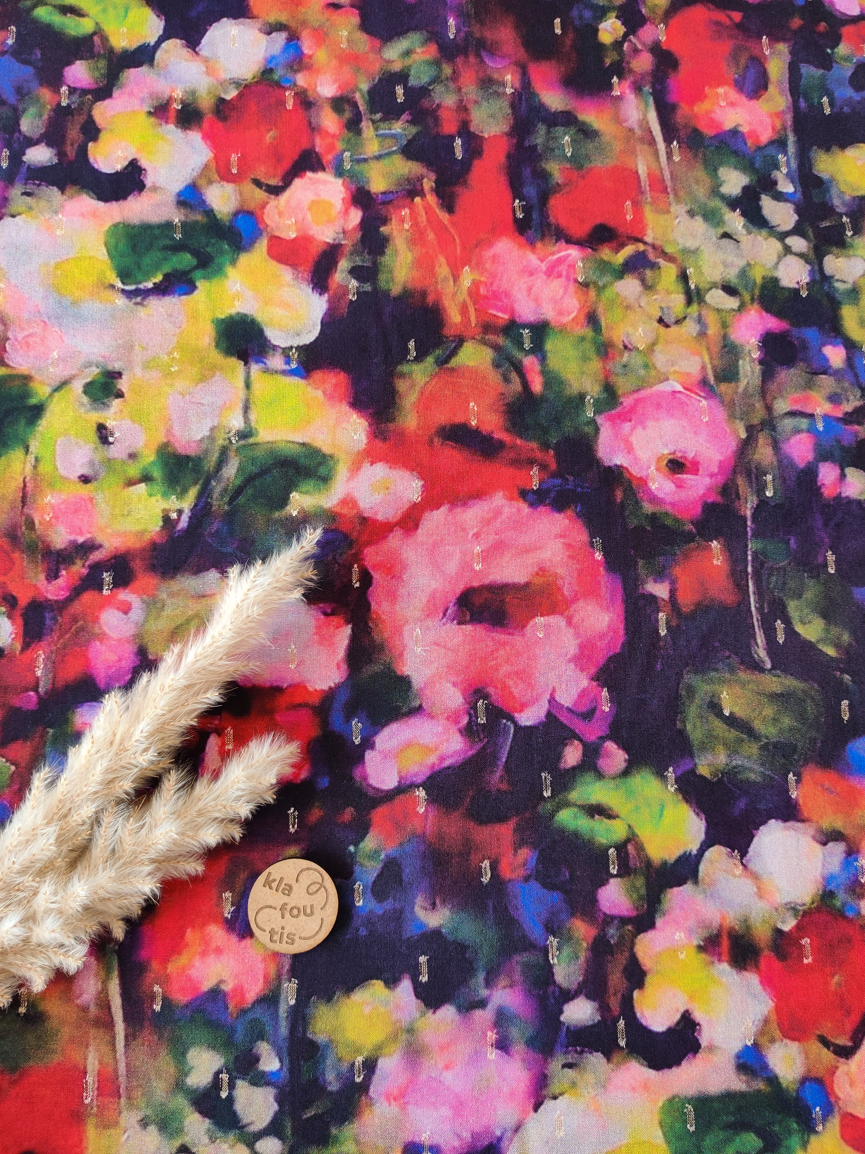 Popeline de viscose lurex - Reflets floraux