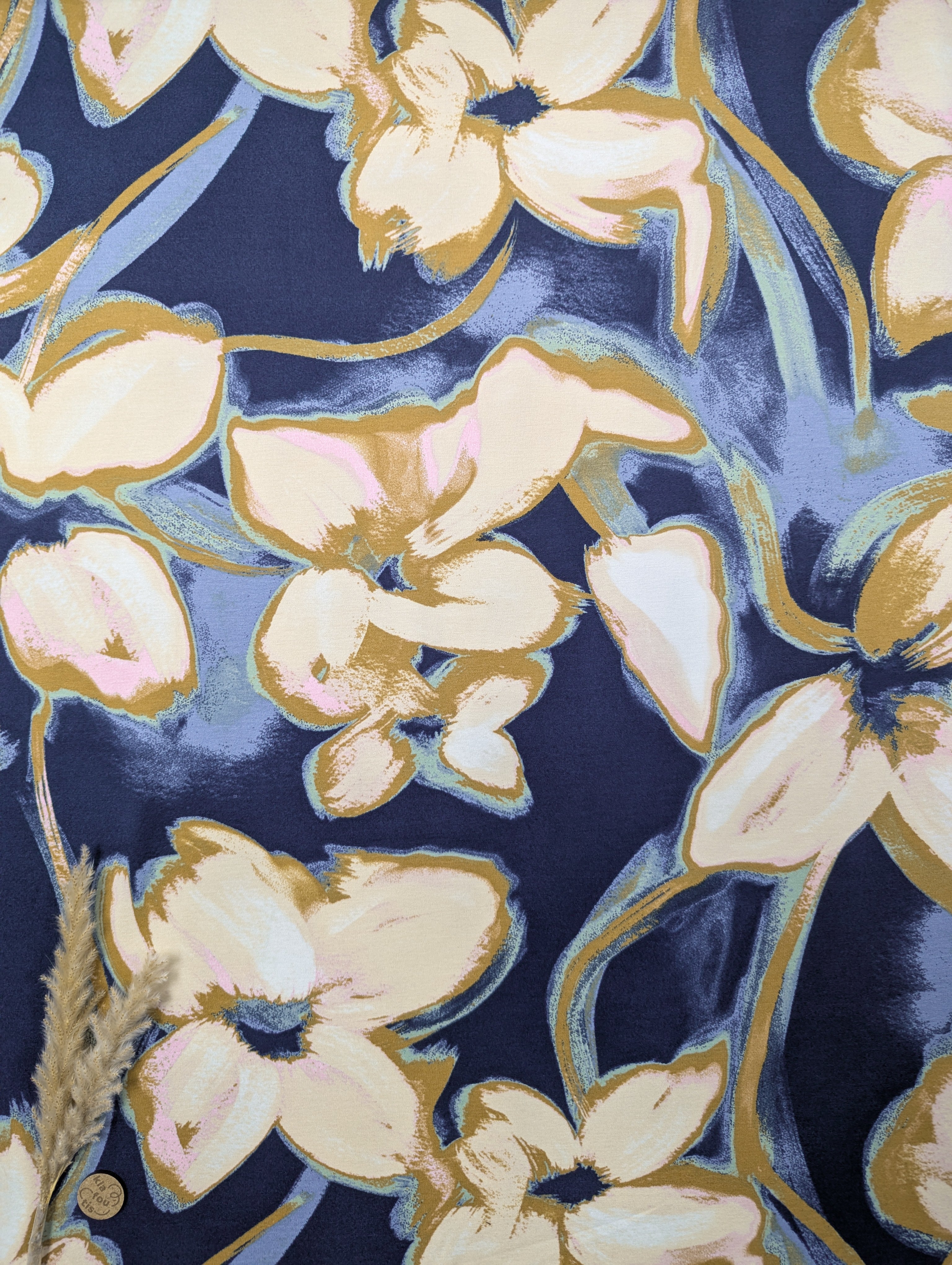 Jersey milano bleu et camel - floraison