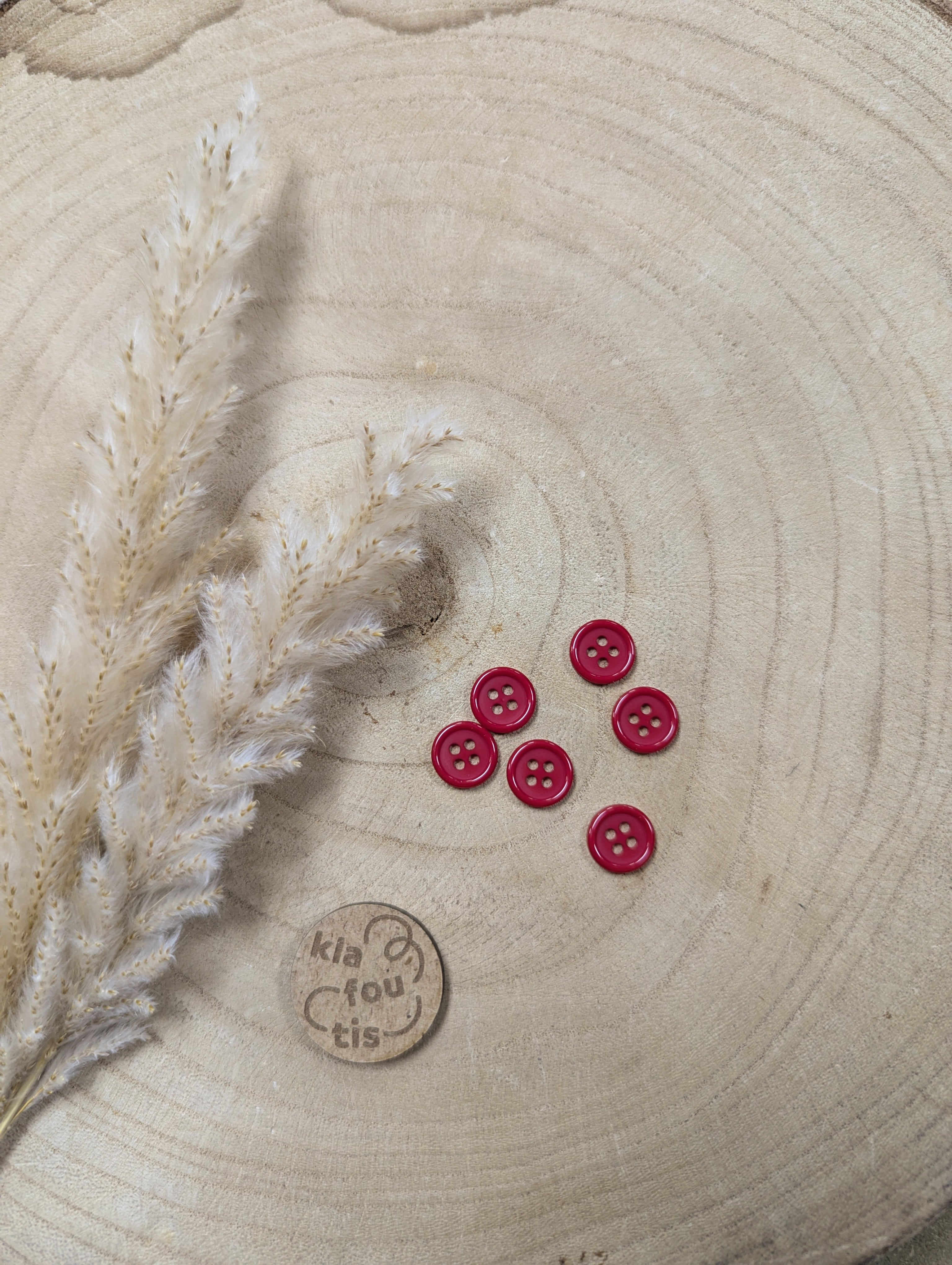 Boutons 4 trous - rouge - 11 mm de diamètre
