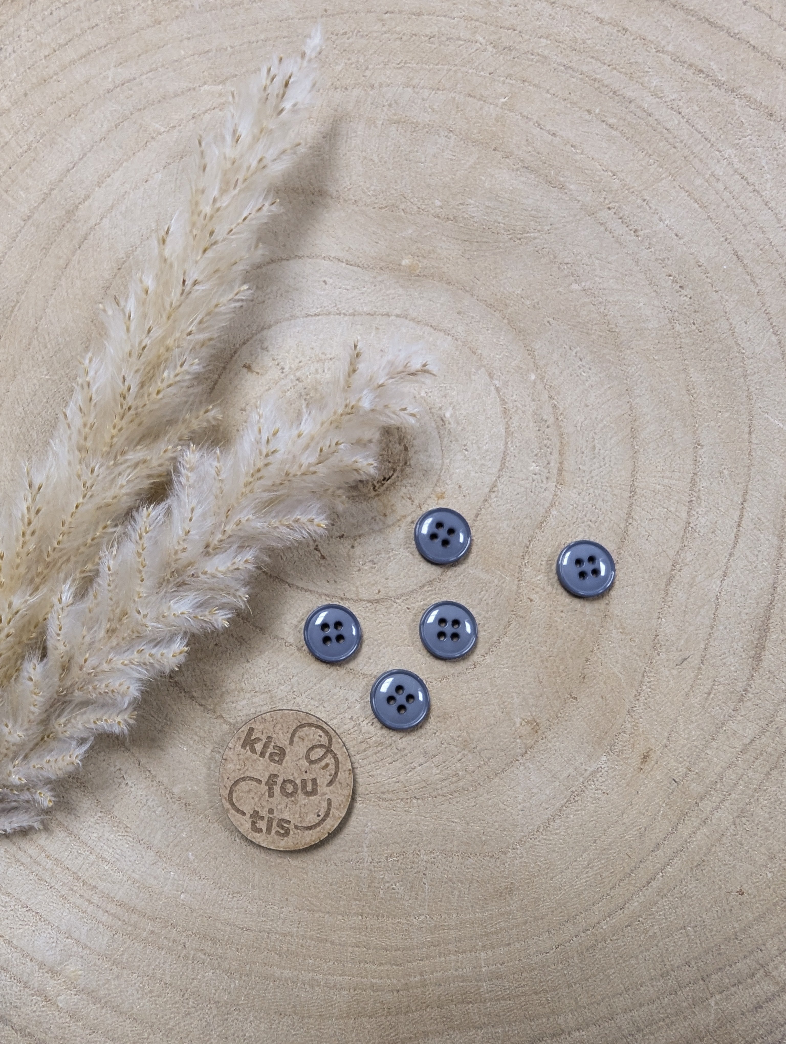 Boutons 4 trous - bleu jeans - 11 mm de diamètre