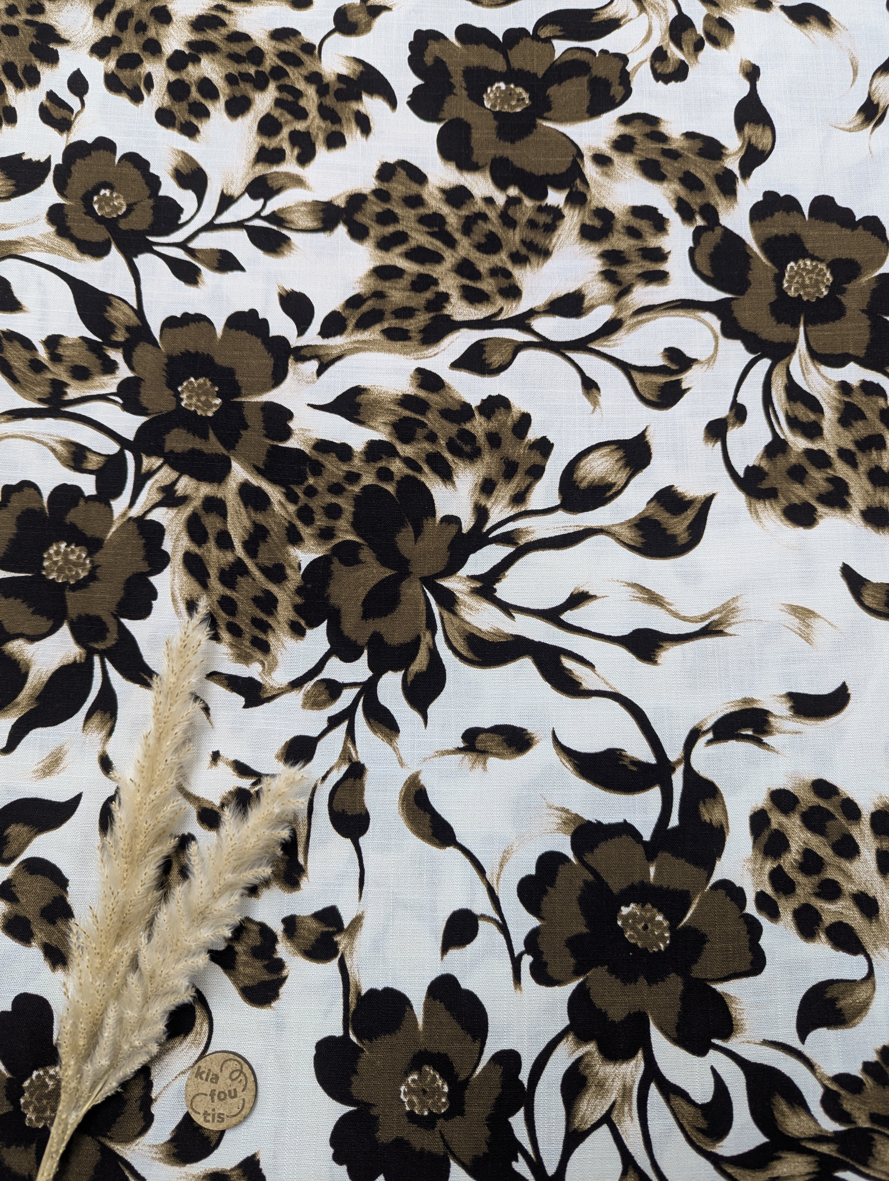 Popeline de viscose stretch - fleurs félines