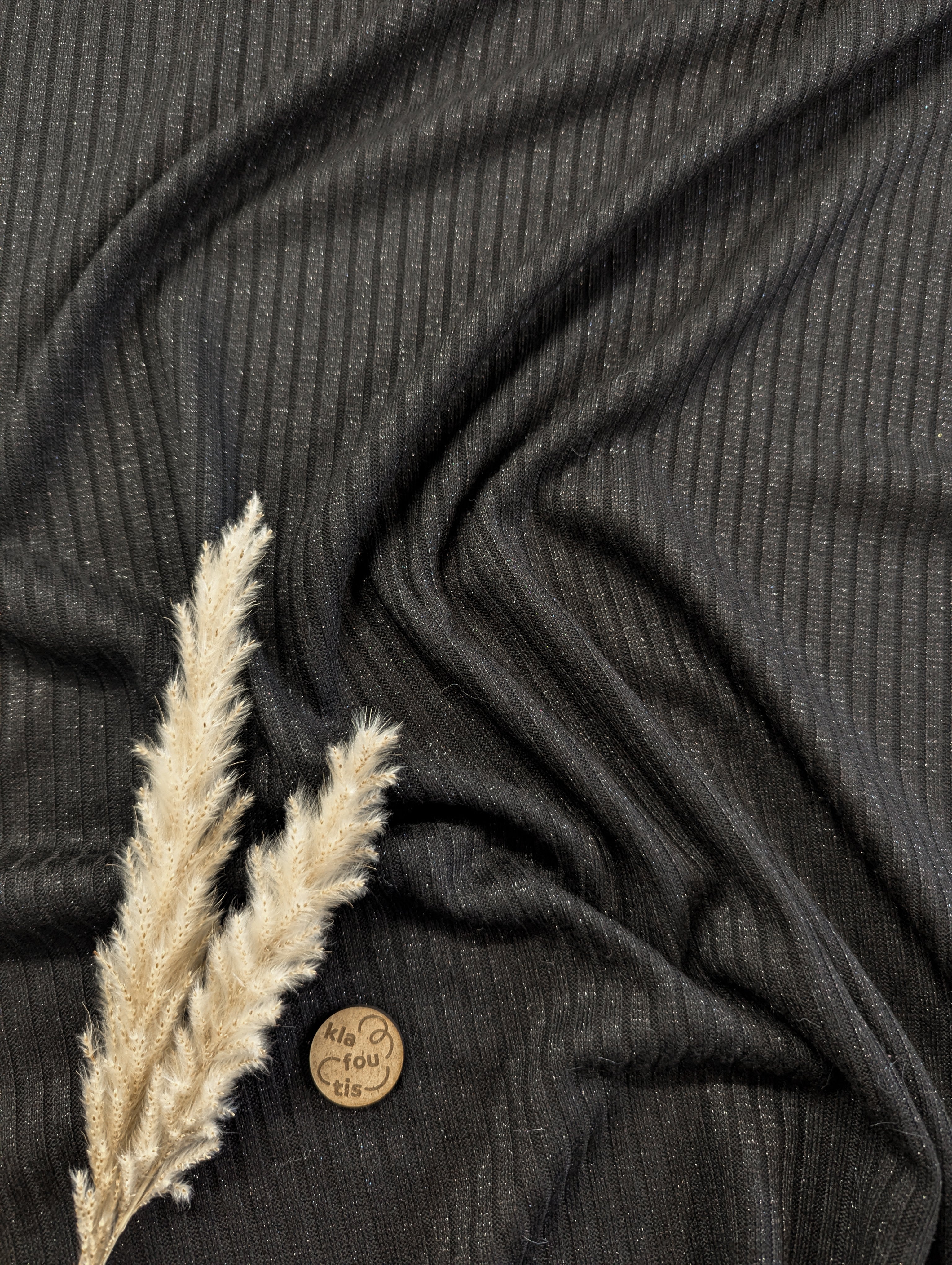 Maille côtelée fluide légère lurex - noir