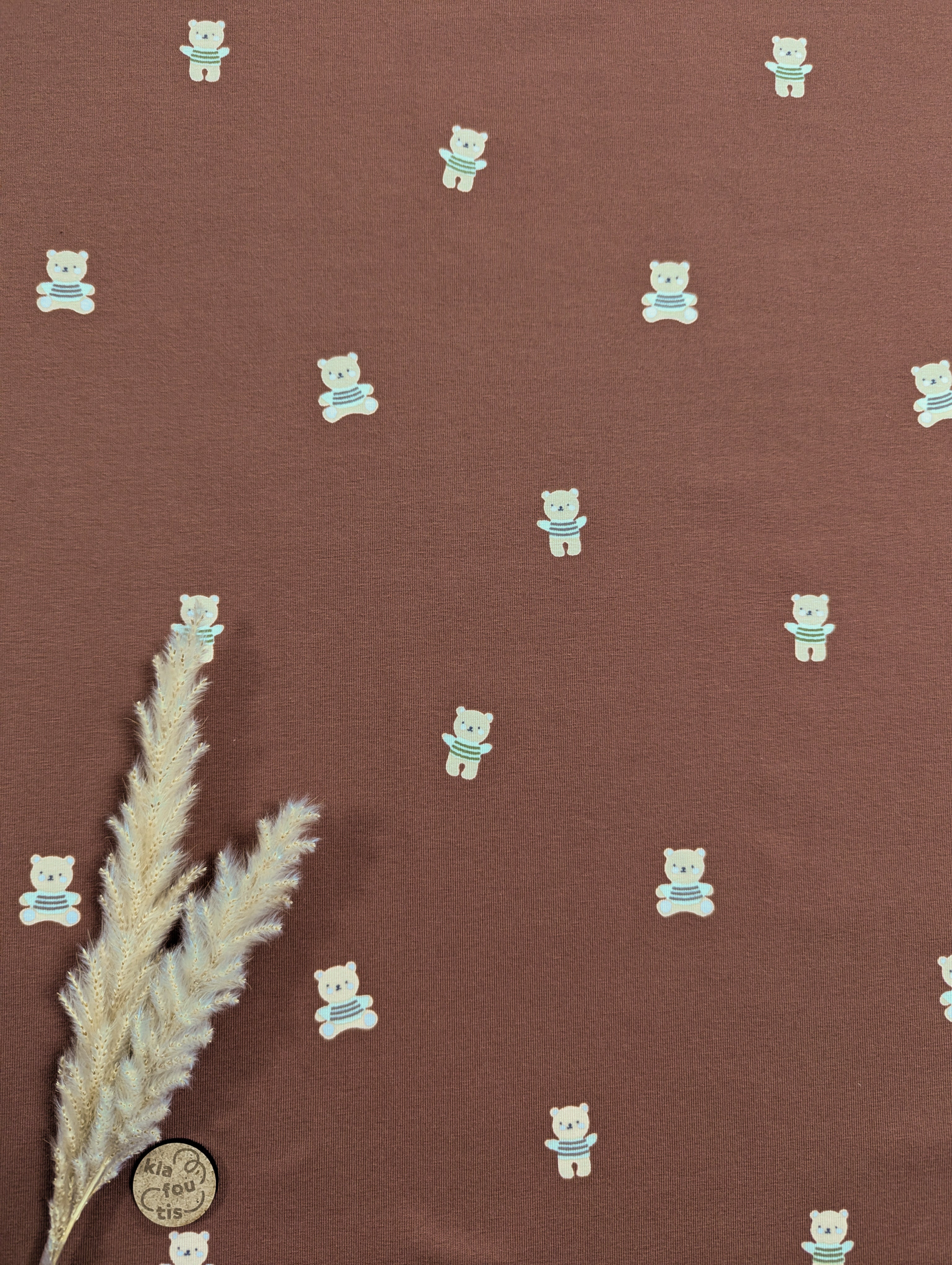 Jersey de coton bois de rose - petits ours
