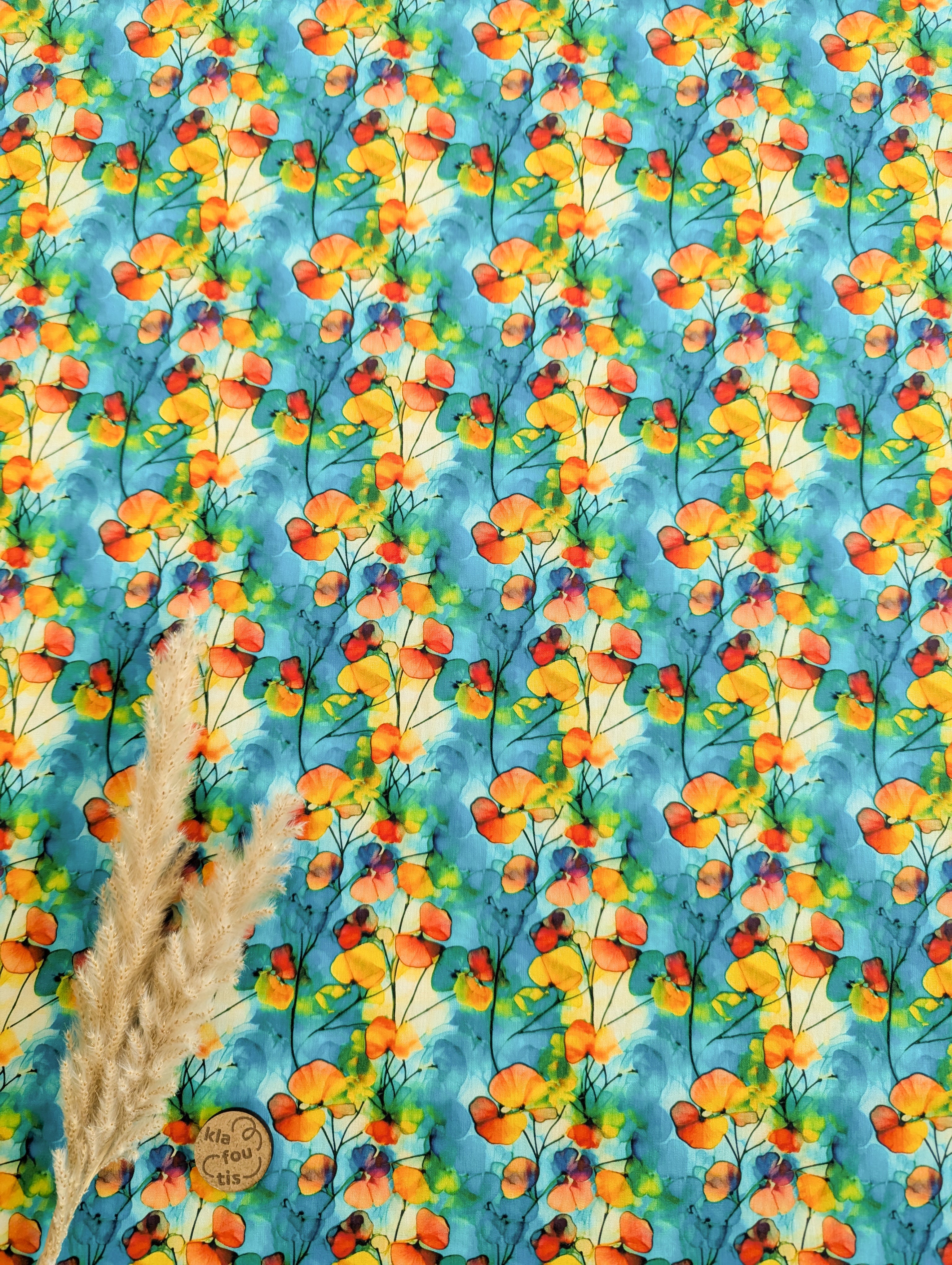 Popeline de coton turquoise - délice automnal