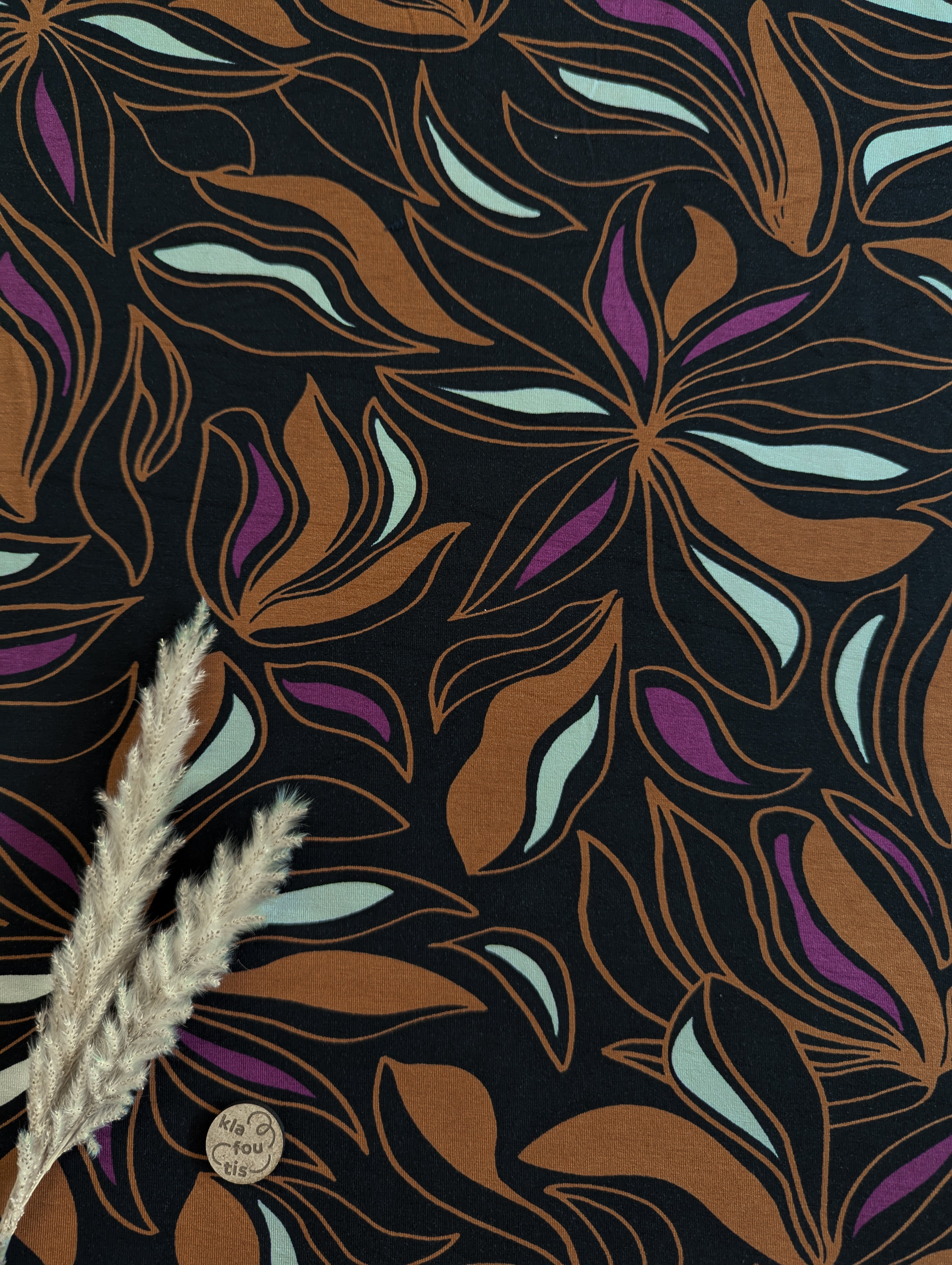 Jersey de viscose noir - fleurs sublimes