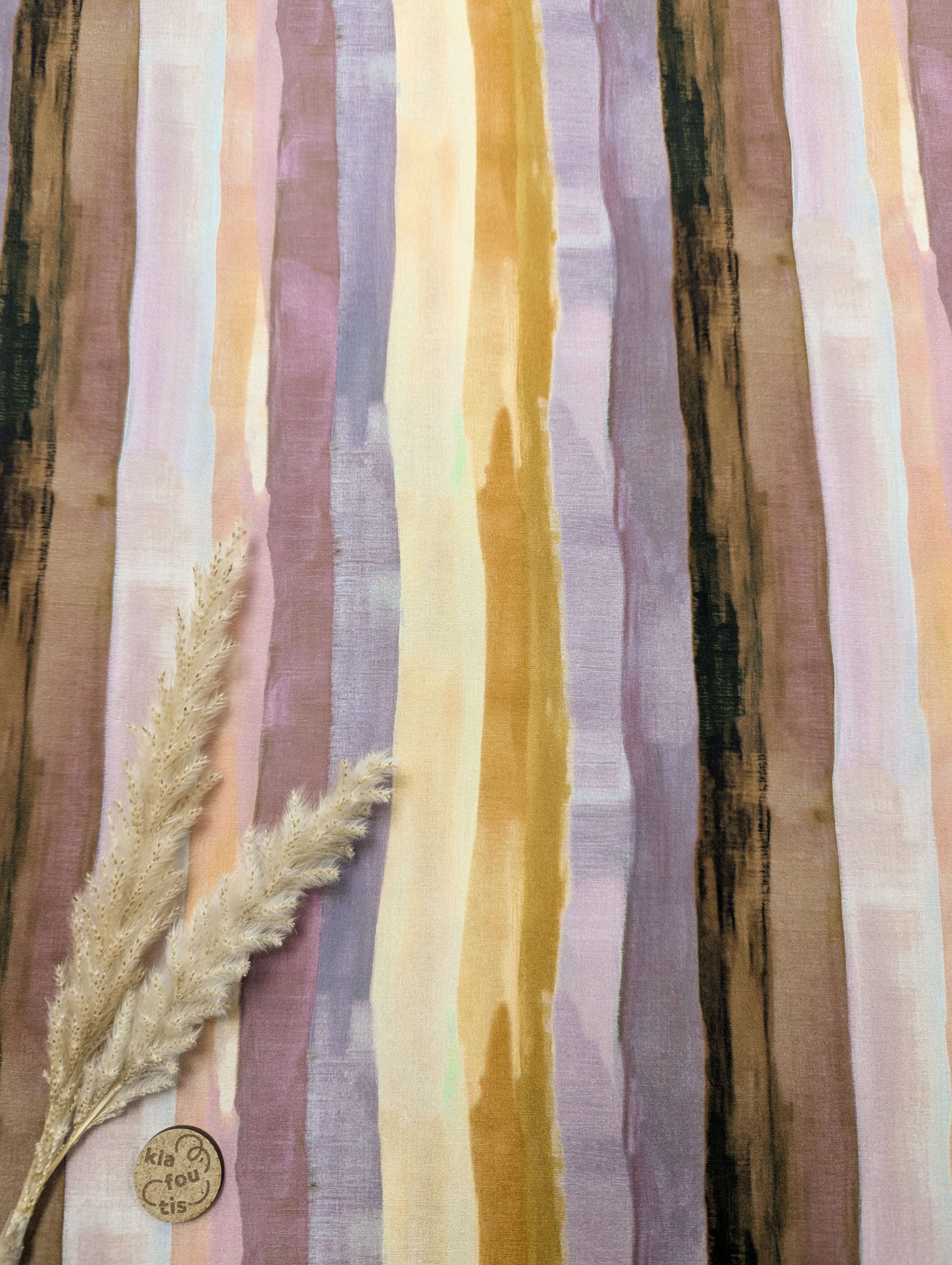 Popeline de viscose - Rayures ardentes tons de mauve