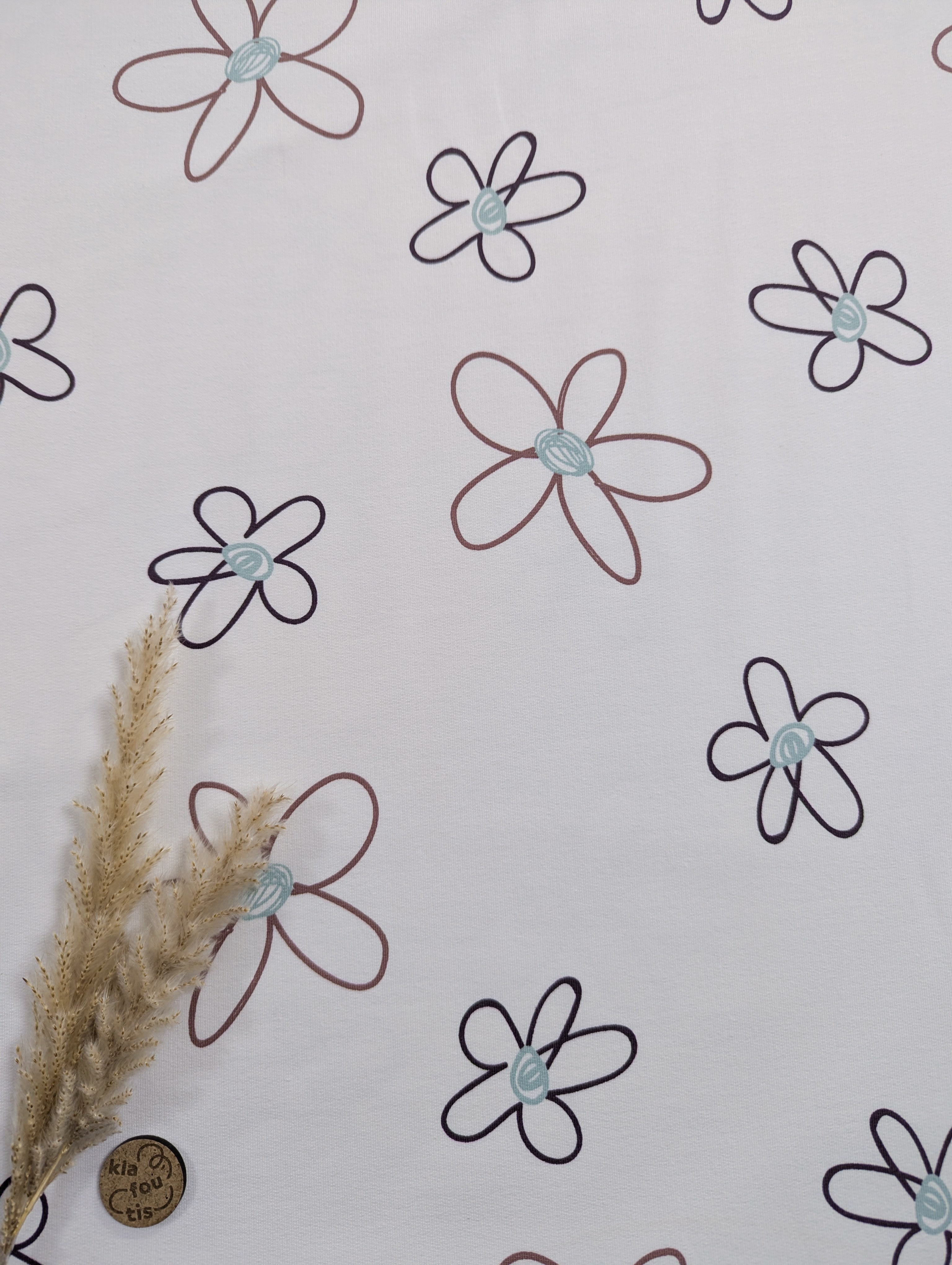 French Terry écru - trait floral